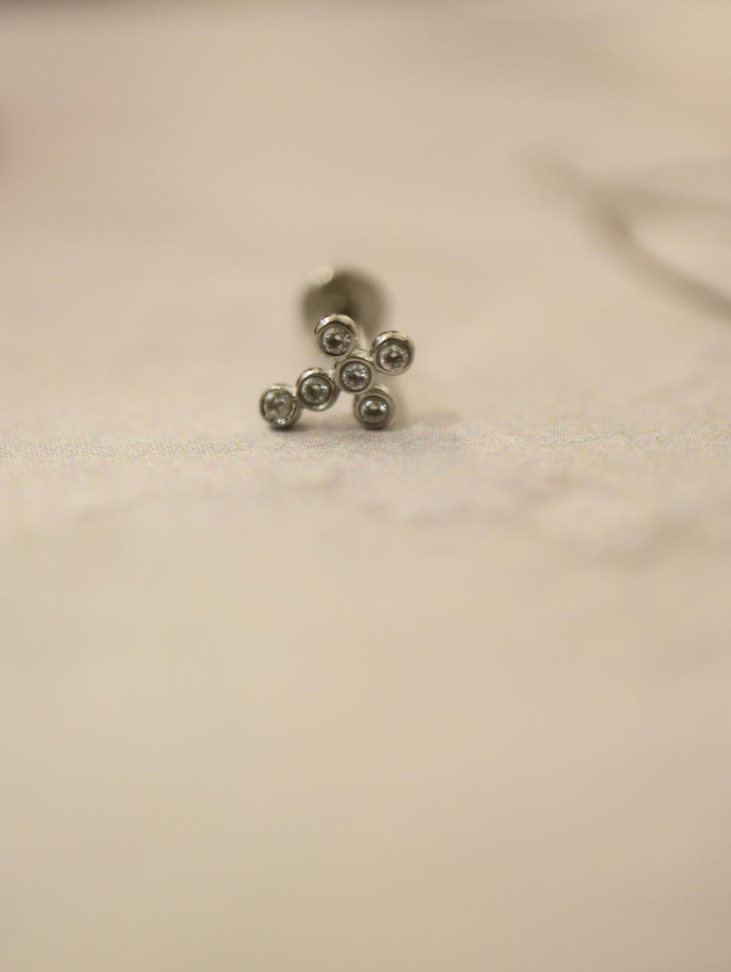 Cz cross stainless steel flat back piercing