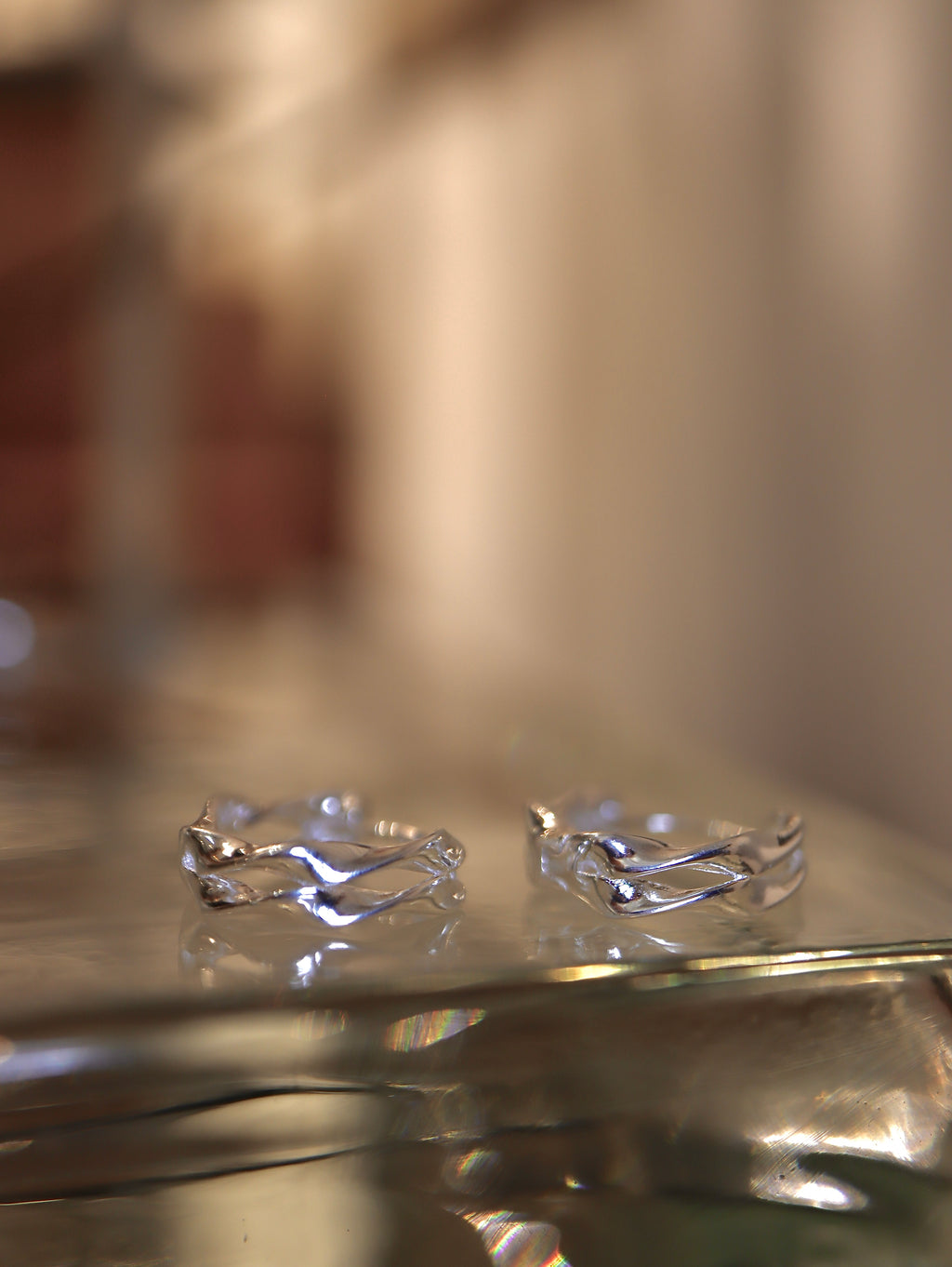 Double wavy 925 silver earrings