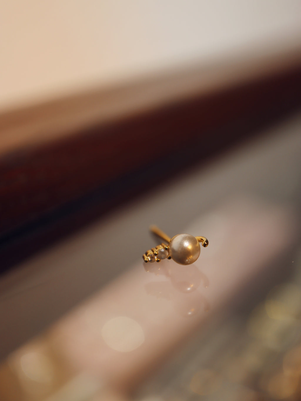 Pearl cz stud 925 silver piercing earring (1pc)