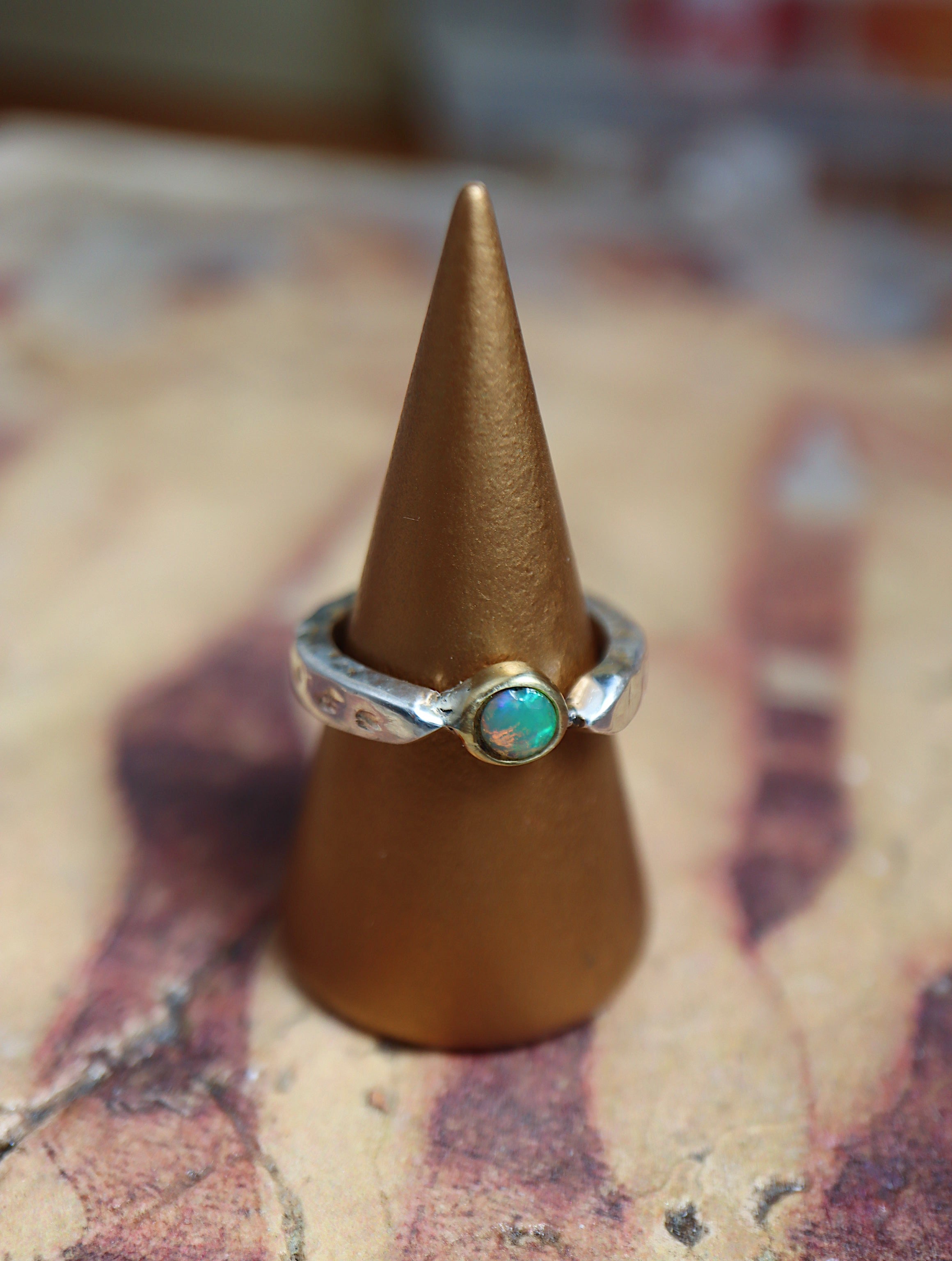 Opal Sterling Silver mix tone ring