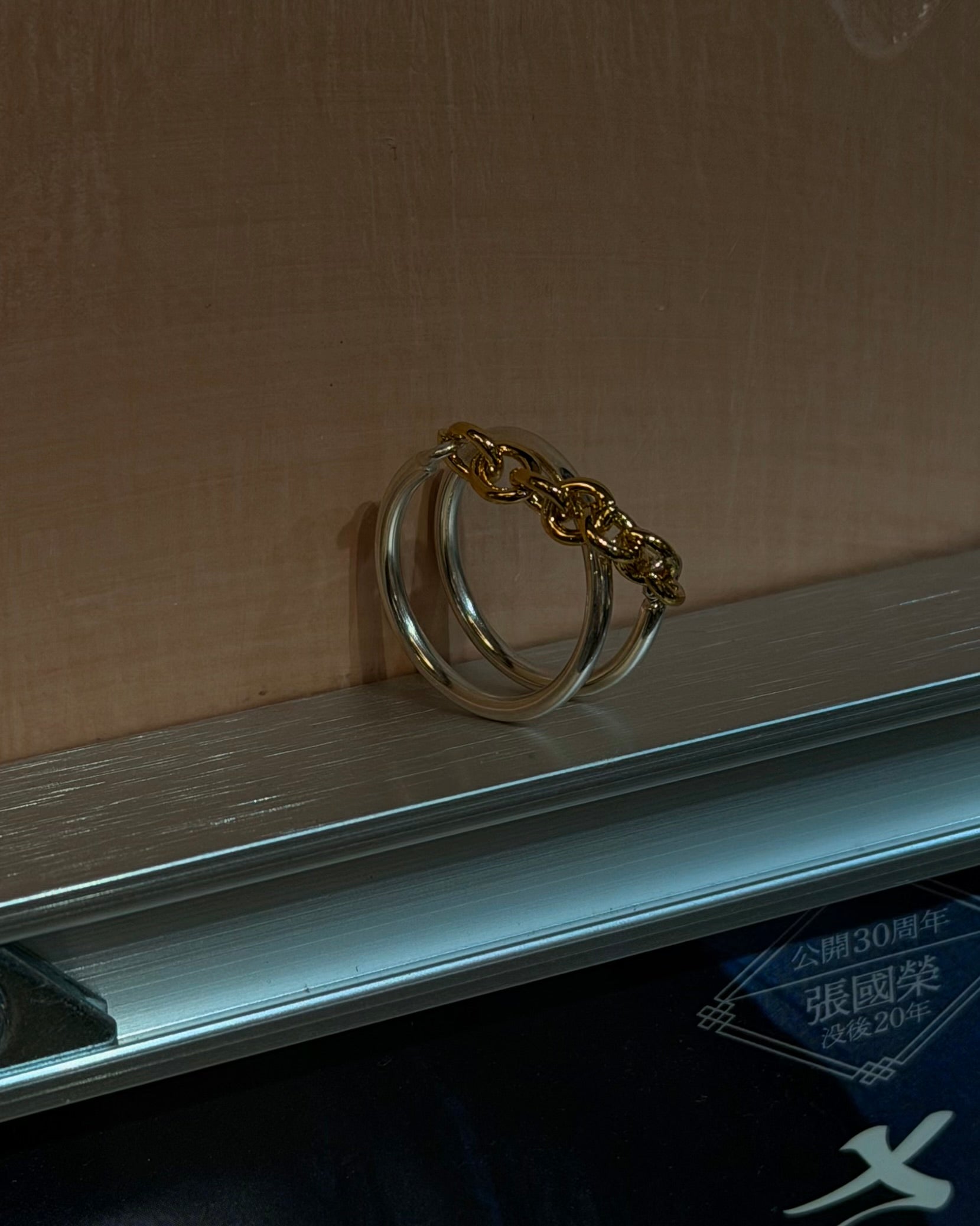 Mix tone chain 925 silver ring