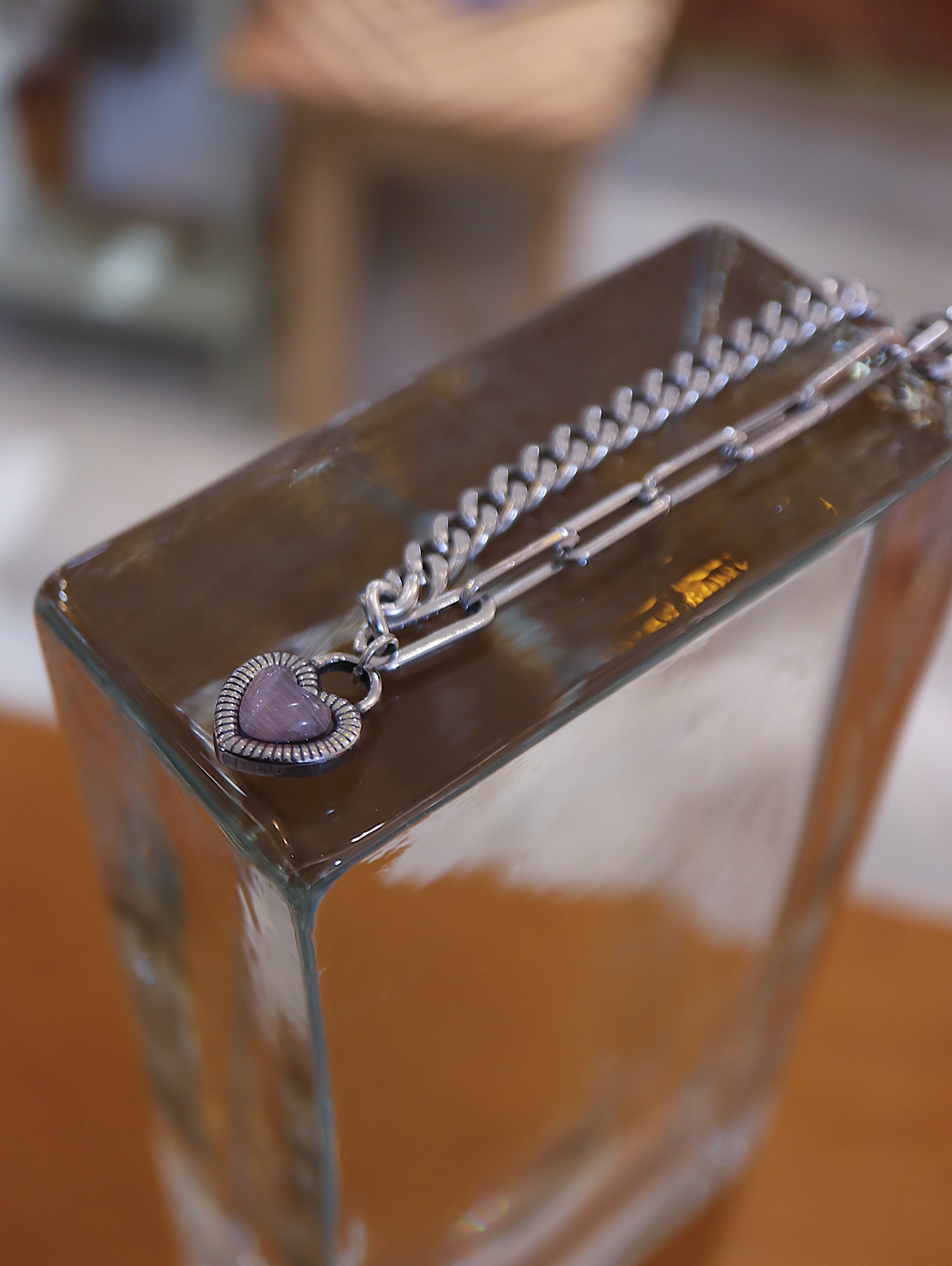 Duet Chain Heart Pendant Bracelet