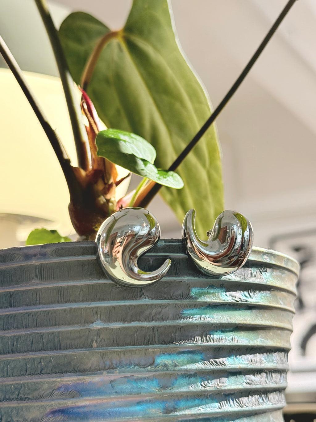 Swirl stainless steel earrings