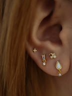 Sparkle in opal star & crescent s925 piercing stud