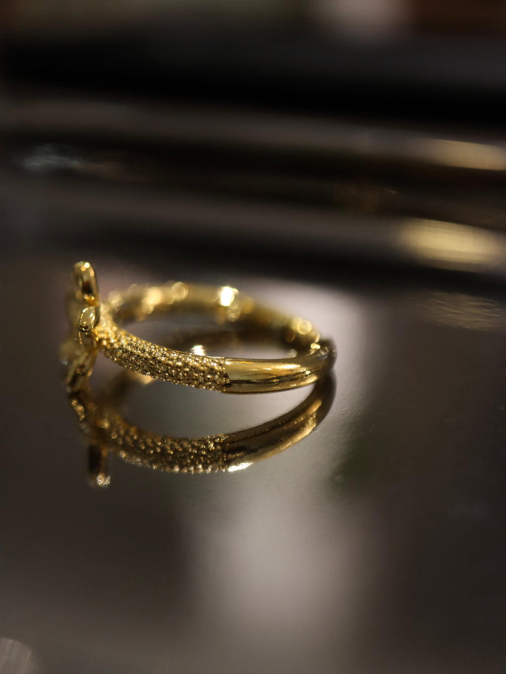 Gold Plumeria Flower Ring