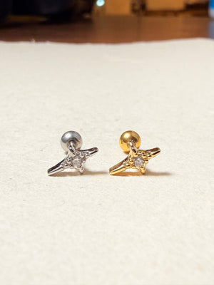 ✨ sparkle surgical steel barbell piercing