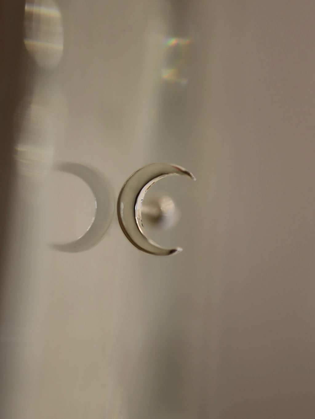 Crescent 925 silver piercing earring