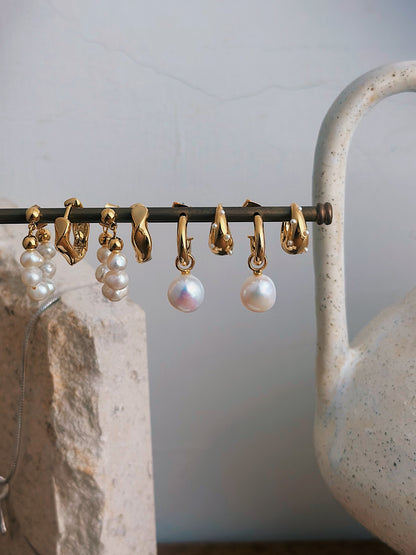 Raw pearls front to back earrings