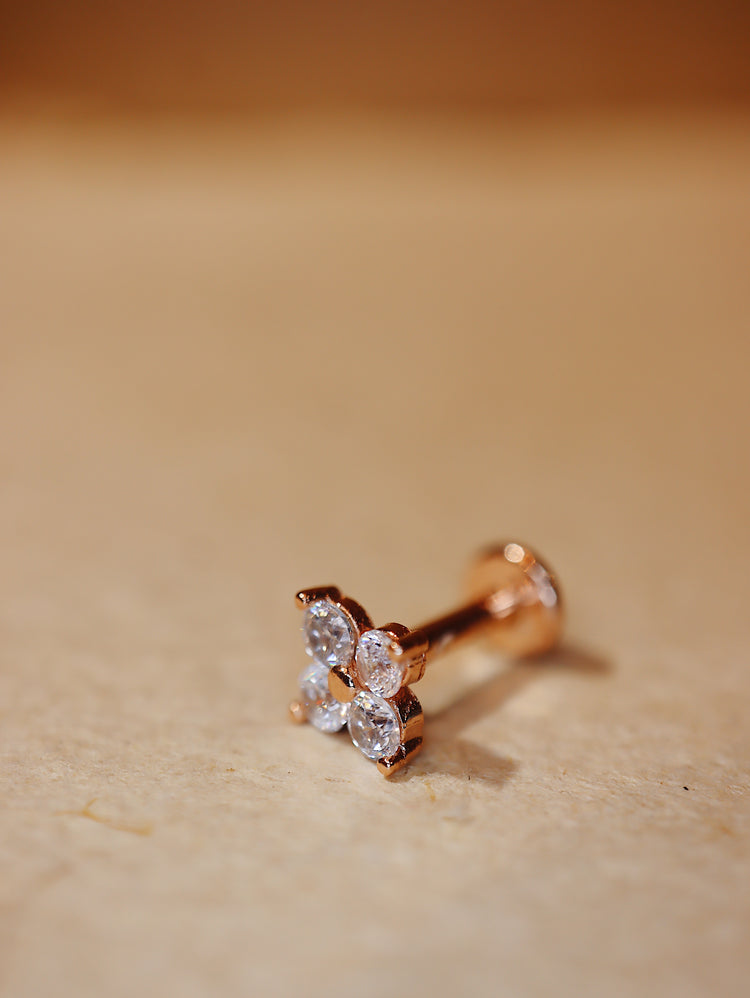 Push-pin stud flat back earring