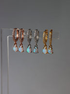 Opal cz S925 hinged hoop earrings