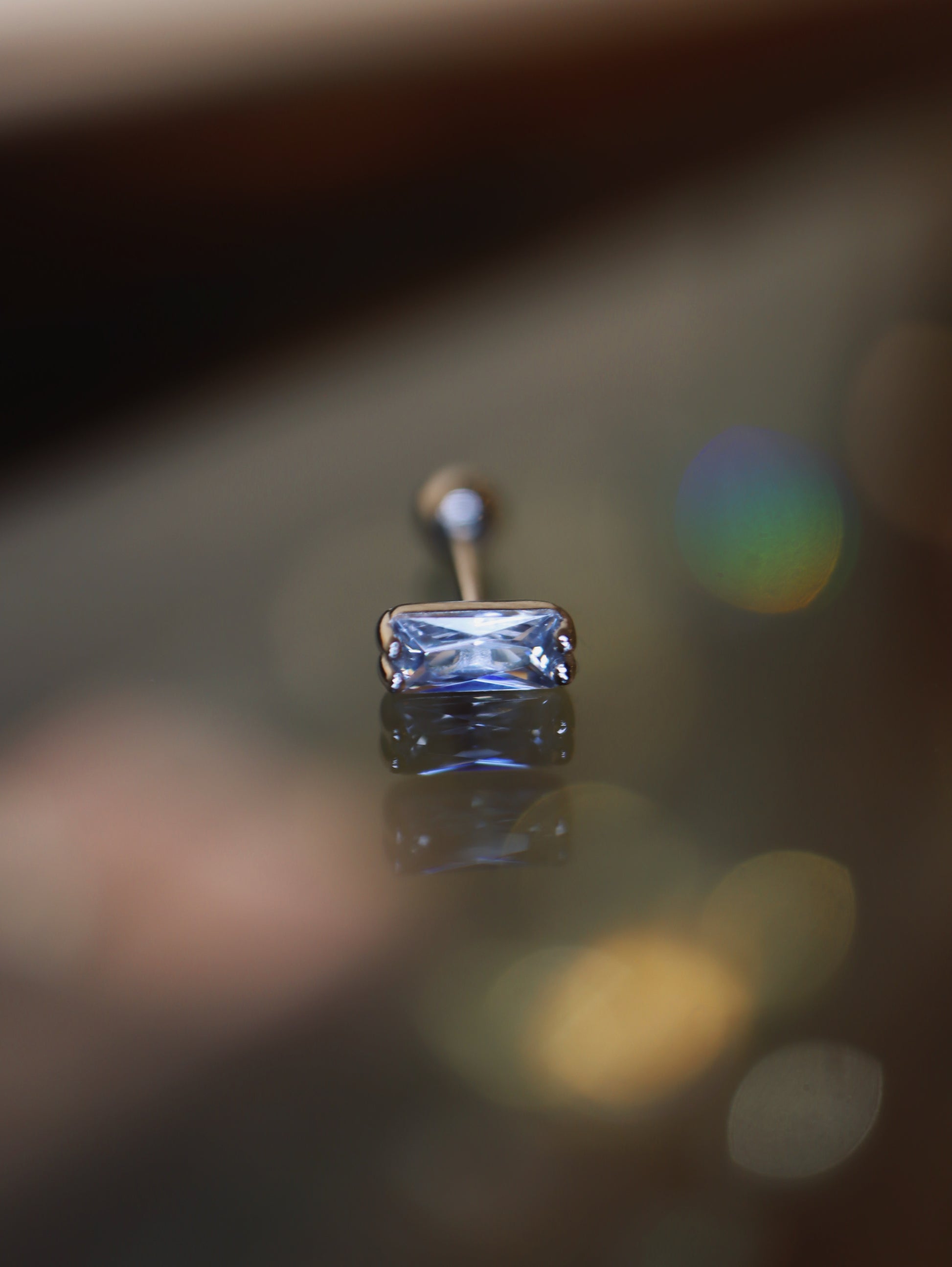 Rectangular cz 925 silver piercing (1pc)