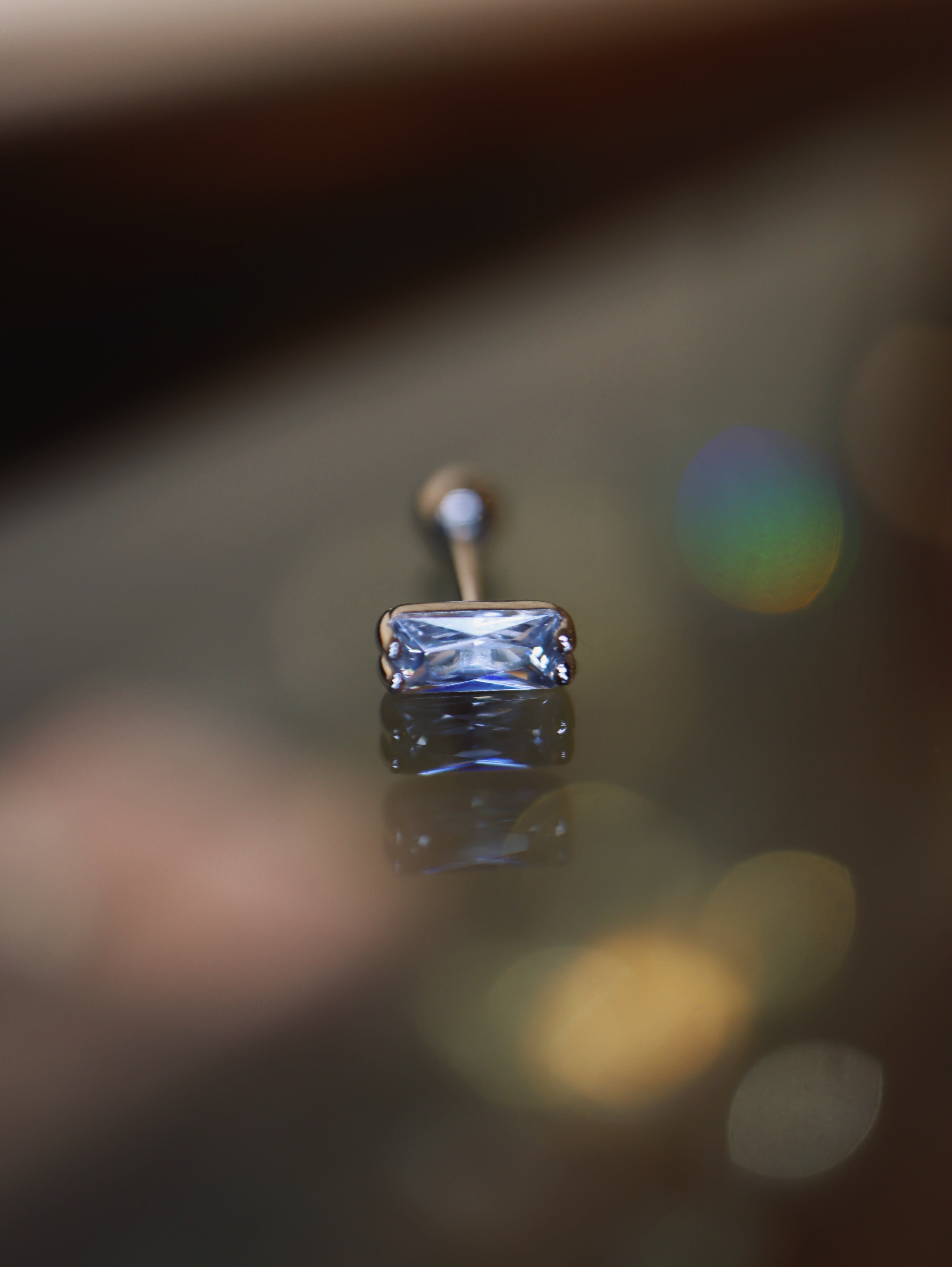 Rectangular cz 925 silver piercing (1pc)
