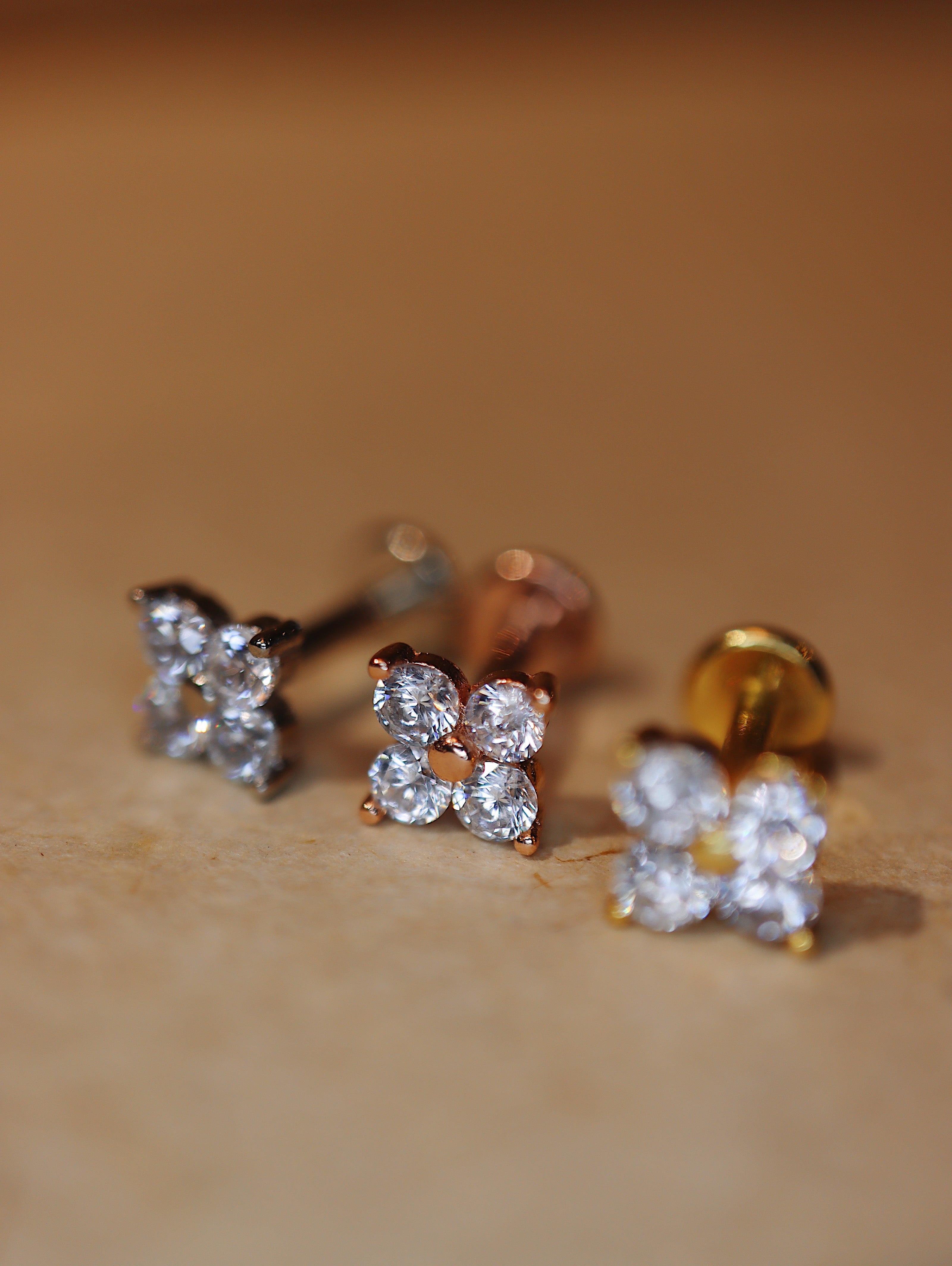 Push-pin stud flat back earring