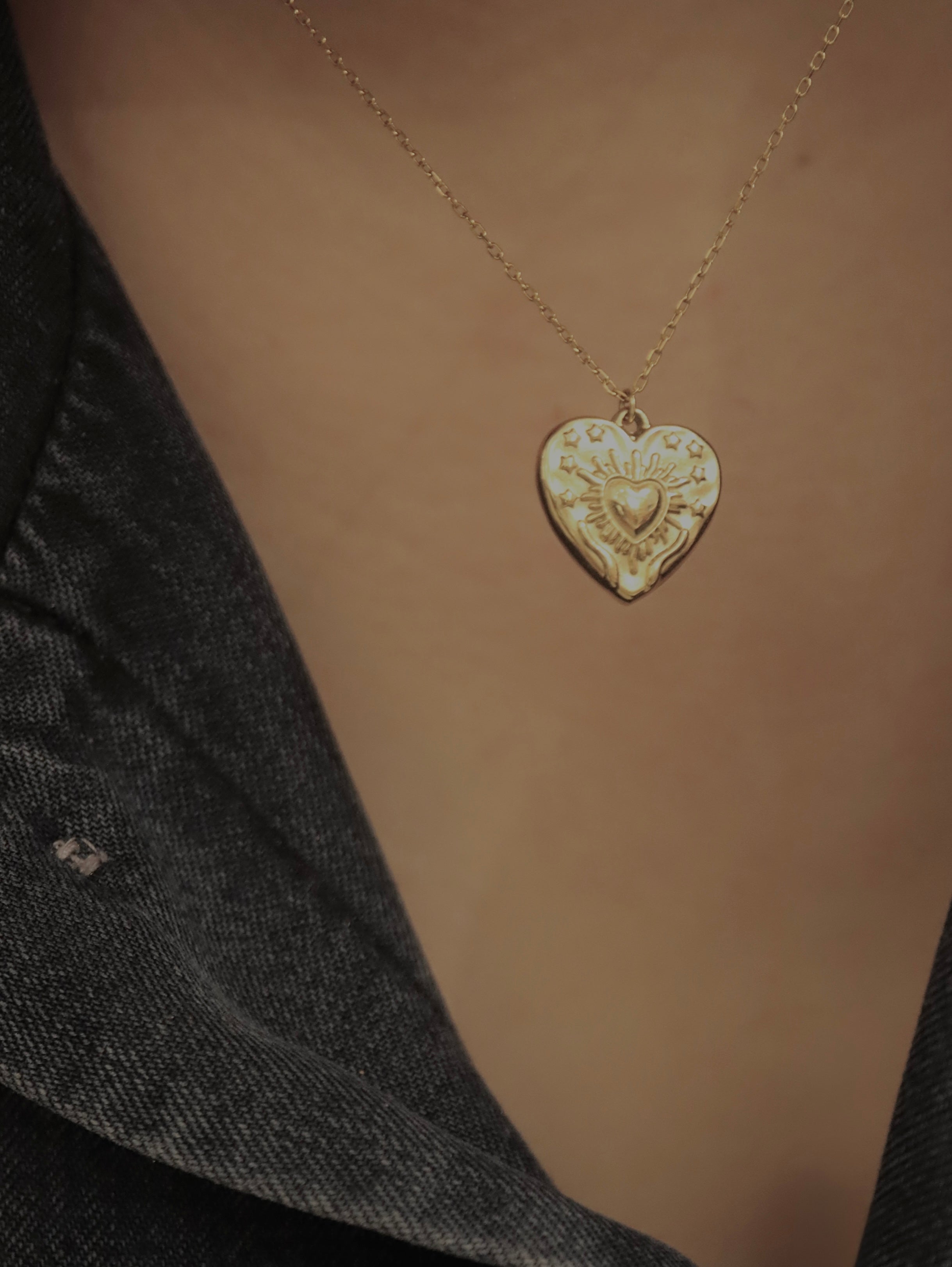 Heart coin stainless steel necklace