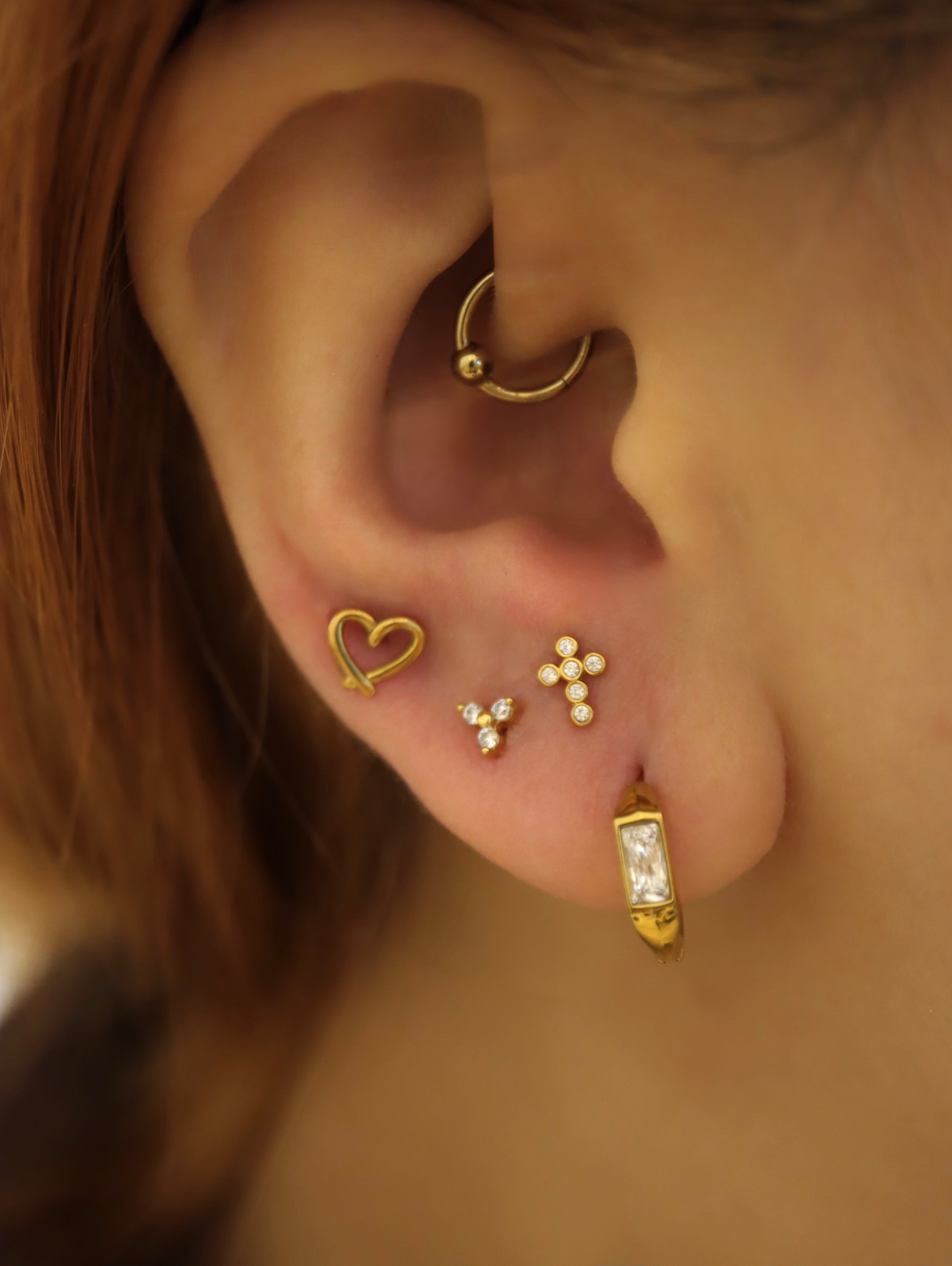 Cz cross stainless steel flat back piercing