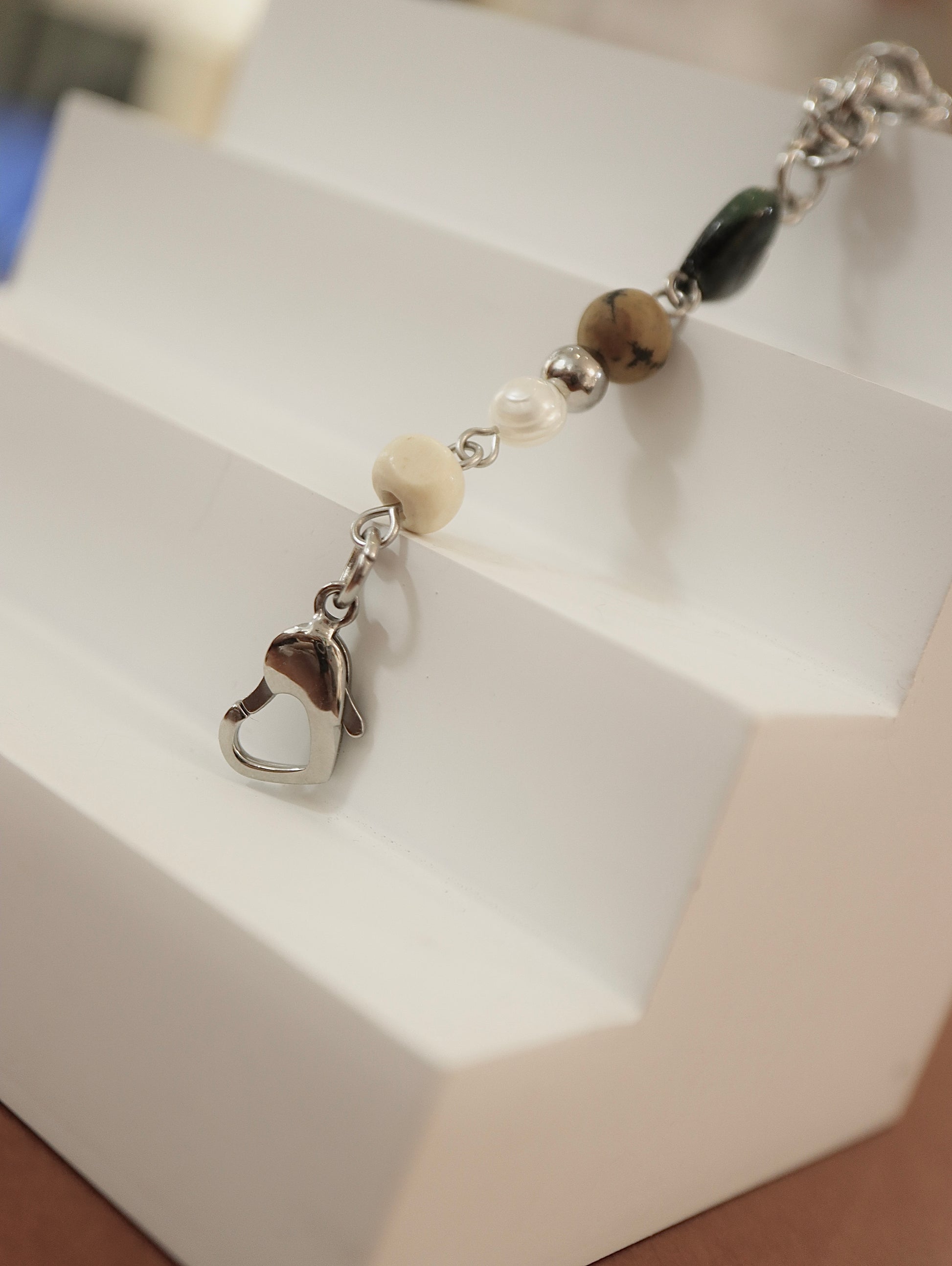 Mixed stone stainless steel bracelet