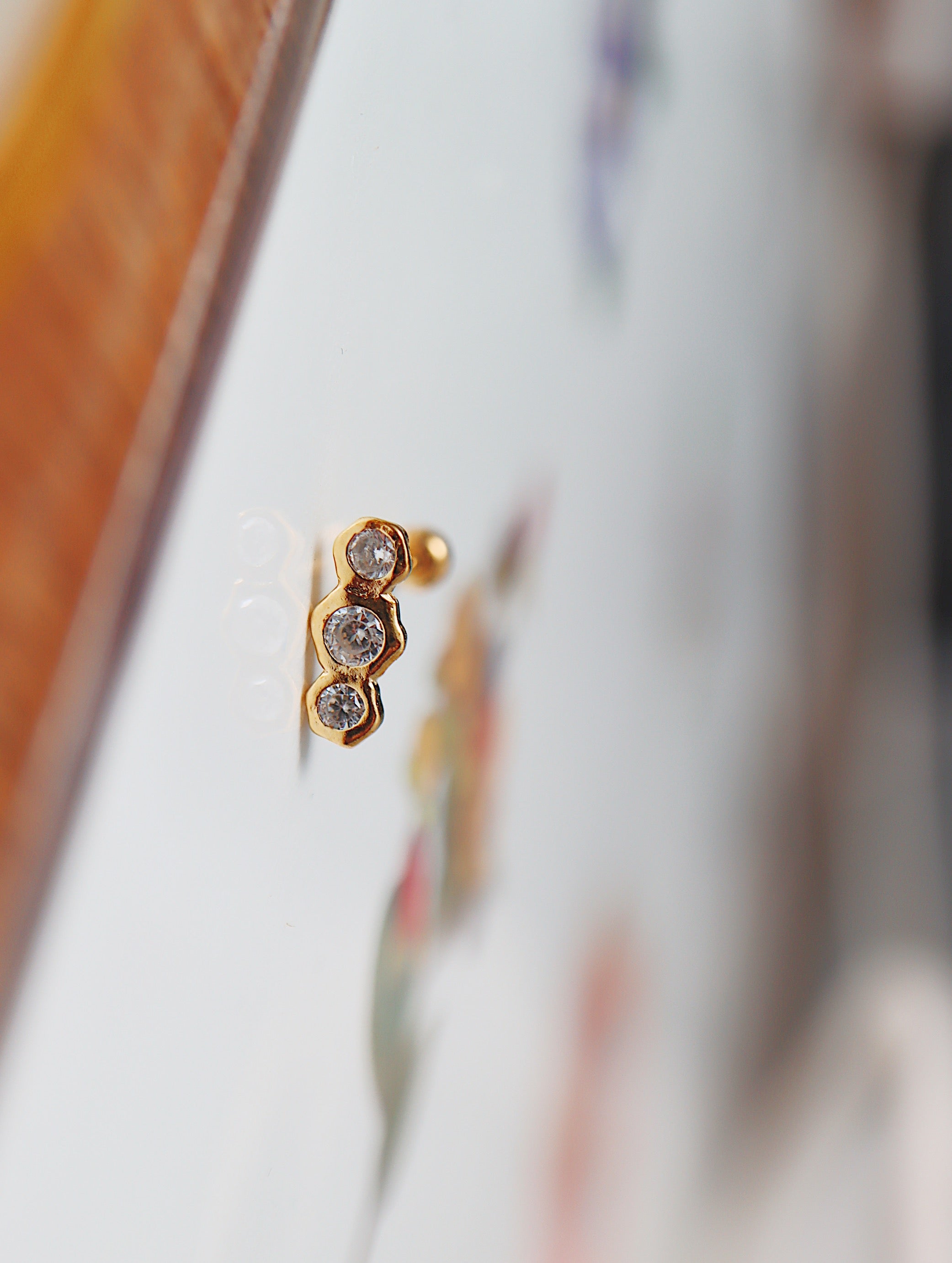 Triple cz silver925 ball back piercing (1pc)