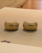 Ribbed Chunky Crescent Hoop Earrings