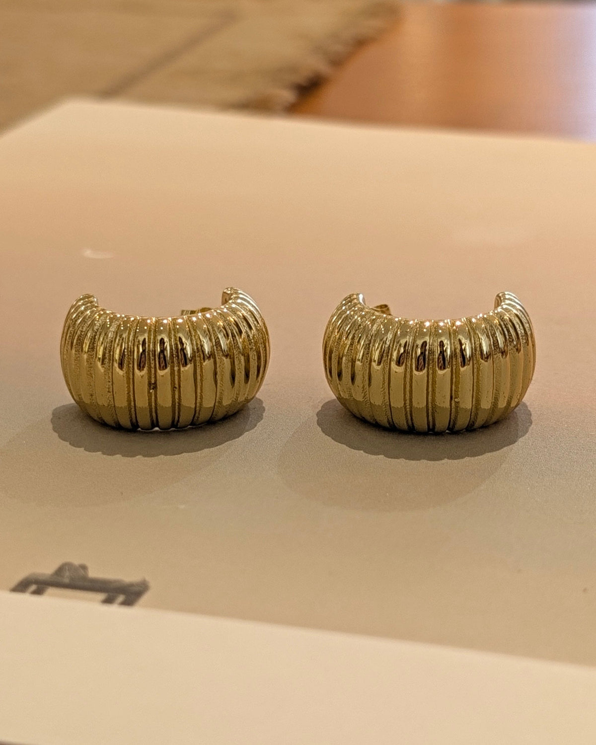 Ribbed Chunky Crescent Hoop Earrings