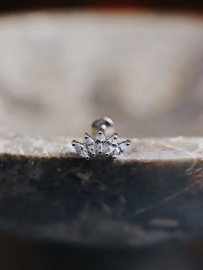 Crown cz flat back s925 piercing