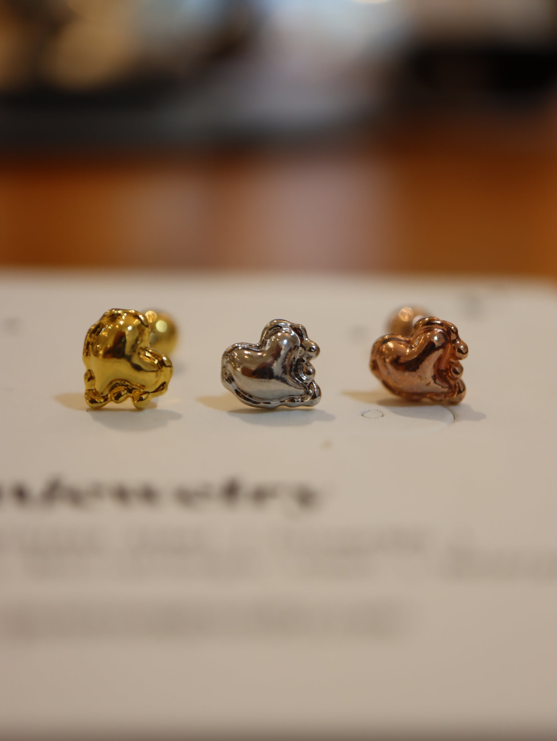 Drop heart surgical steel 316L stud earring piercing (1pc)