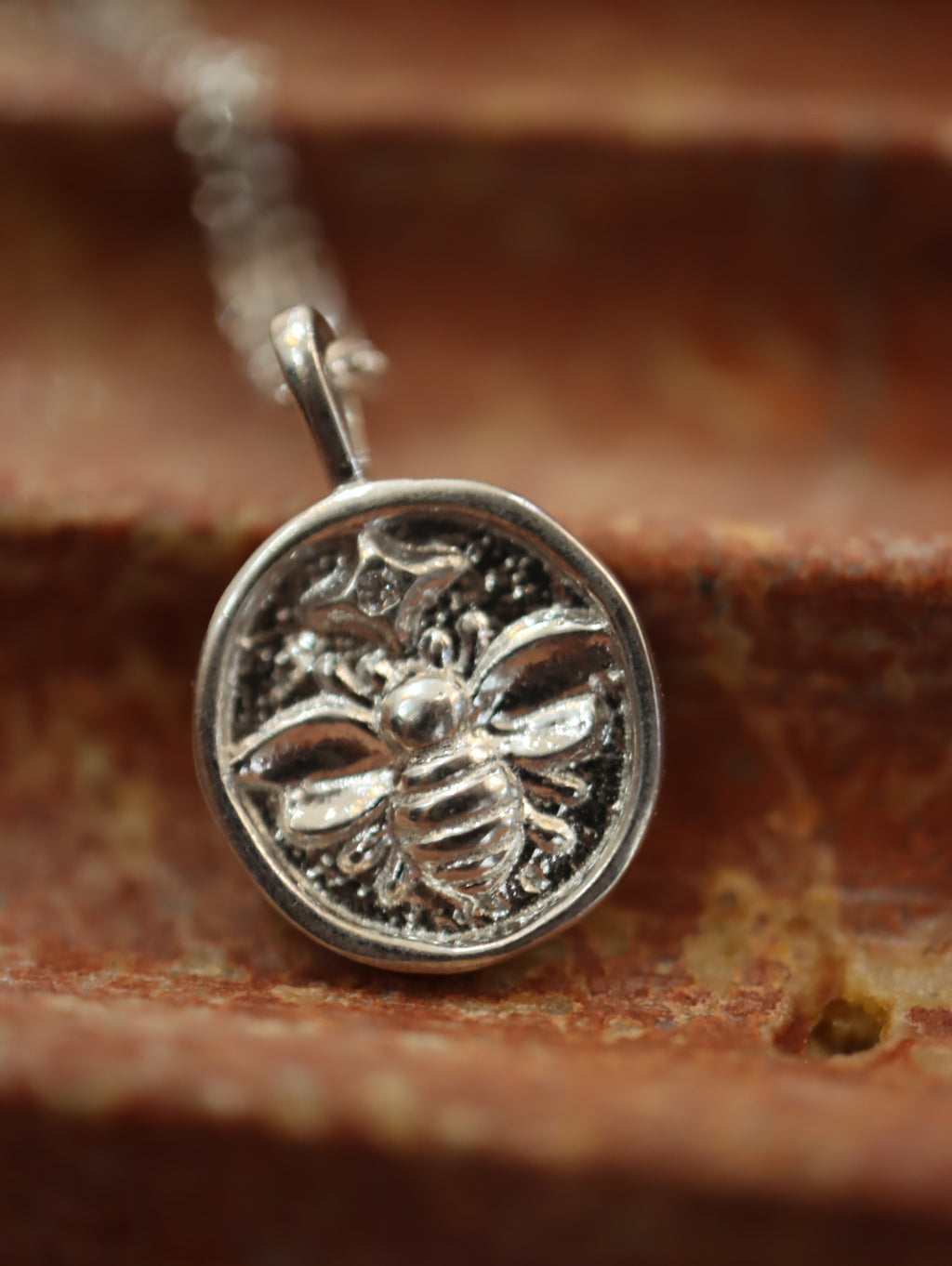 Bee coin 925 silver necklace