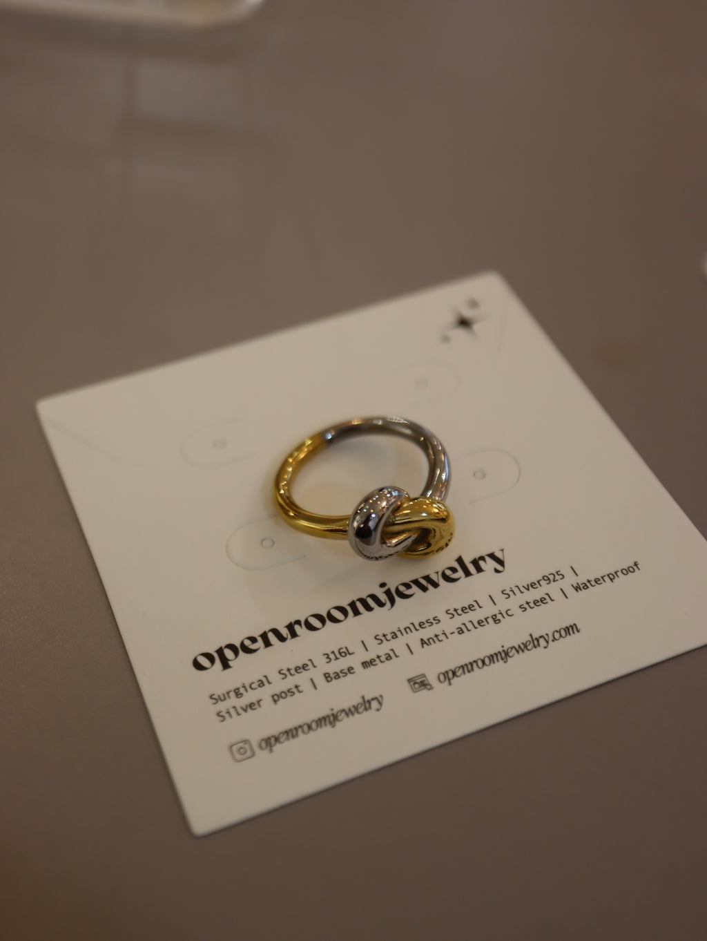 Mix tone knot stainless steel ring