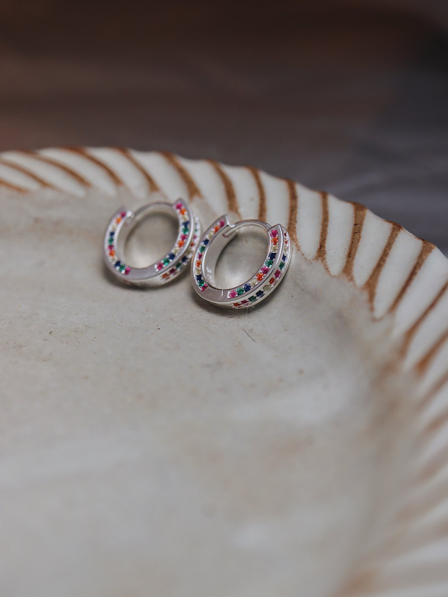 Silver925 rainbow cz earrings