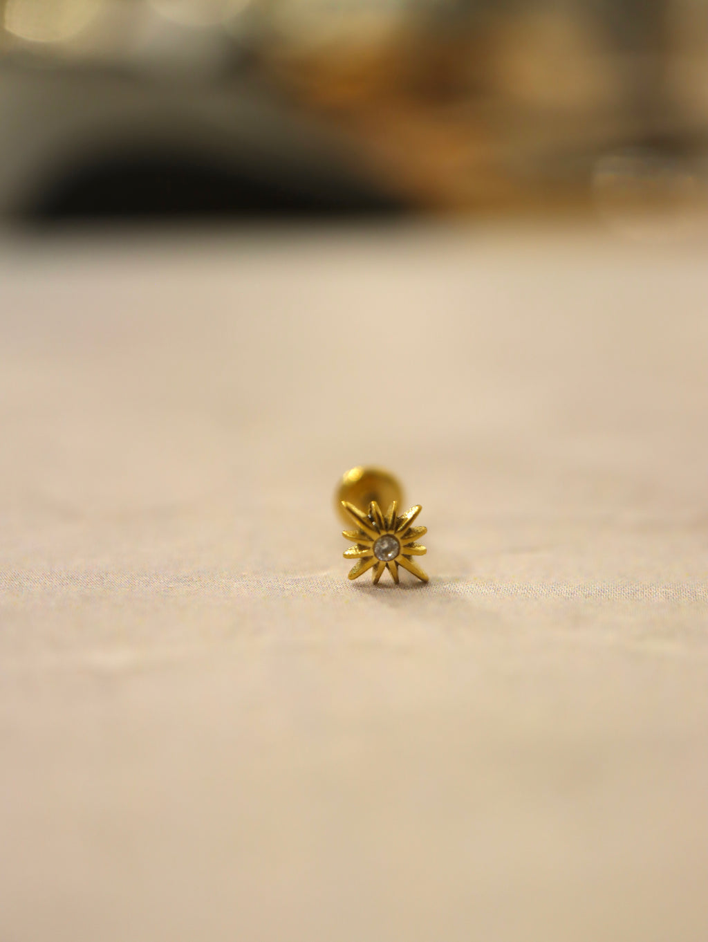 Push-pin Starburst stainless steel flat back earrings