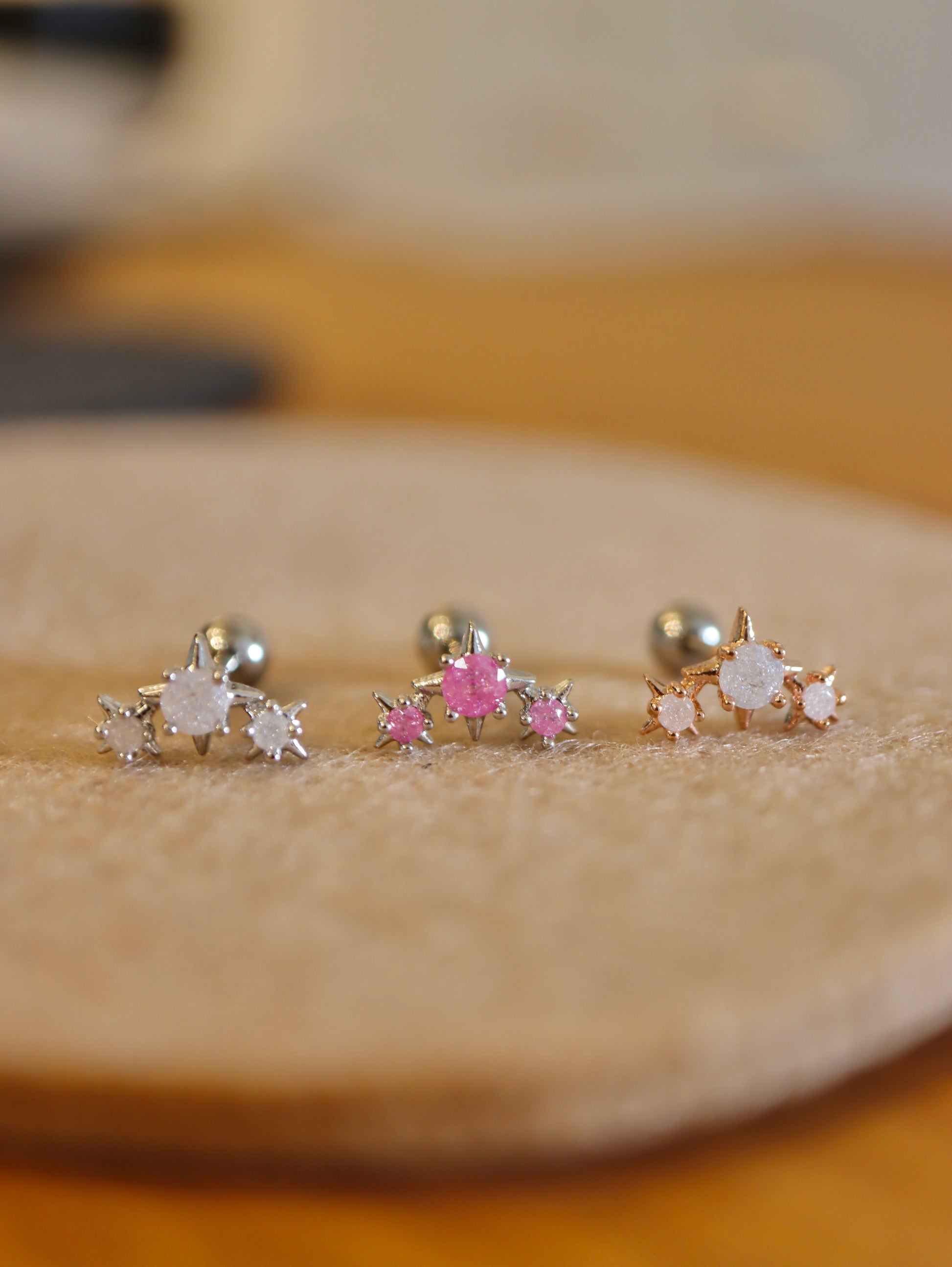 Surgical steel triple cz sparkle earring (1pc)