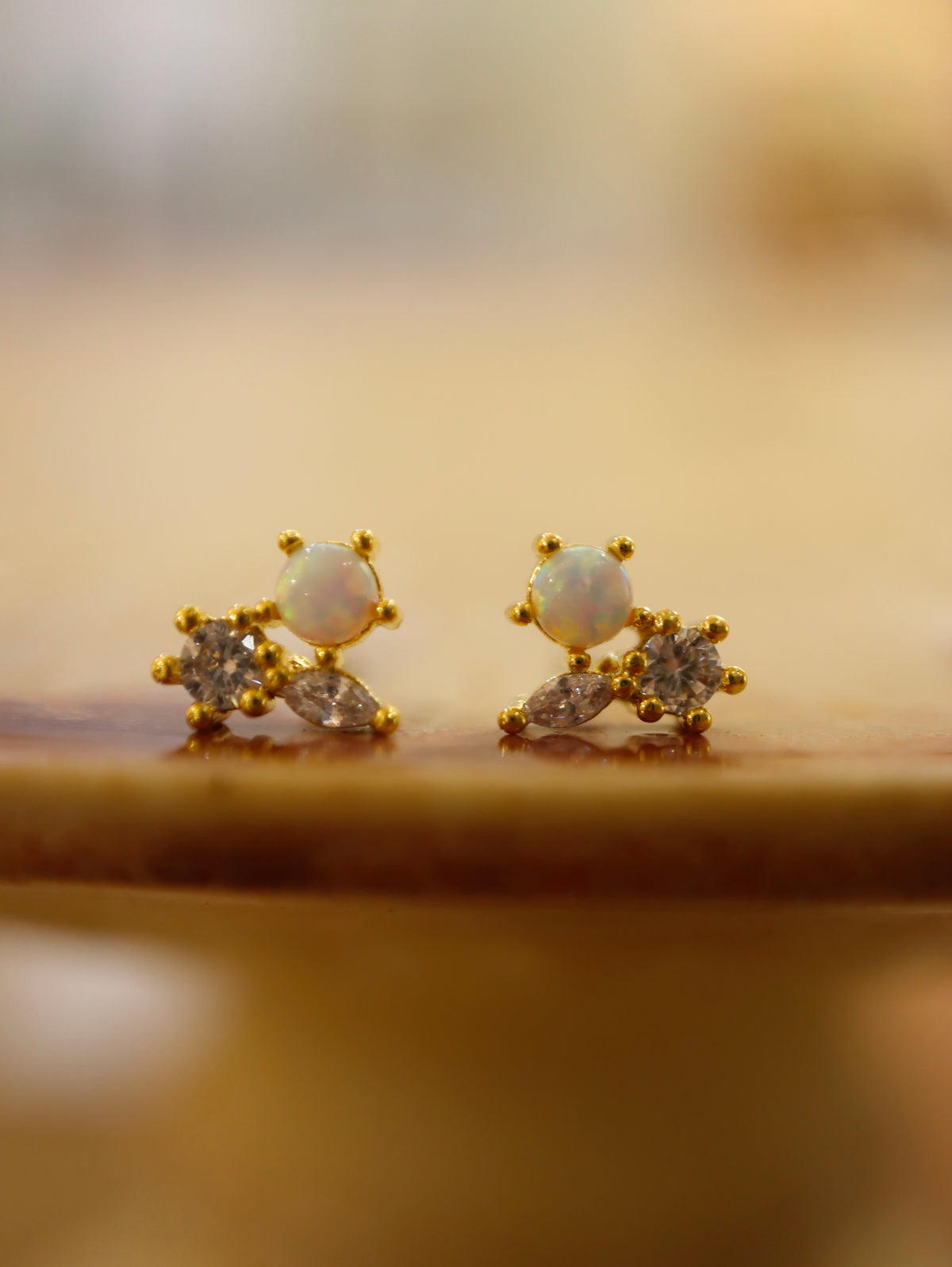 Opal cz stud earrings