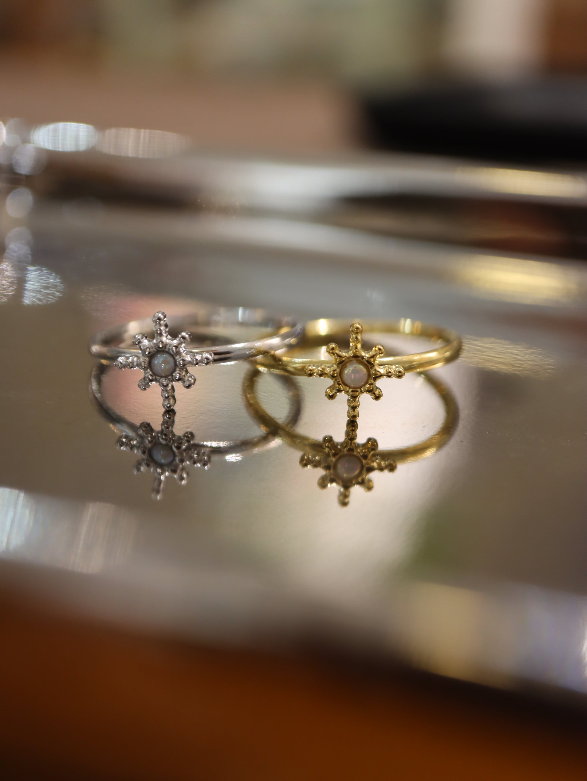 Starburst stainless steel ring