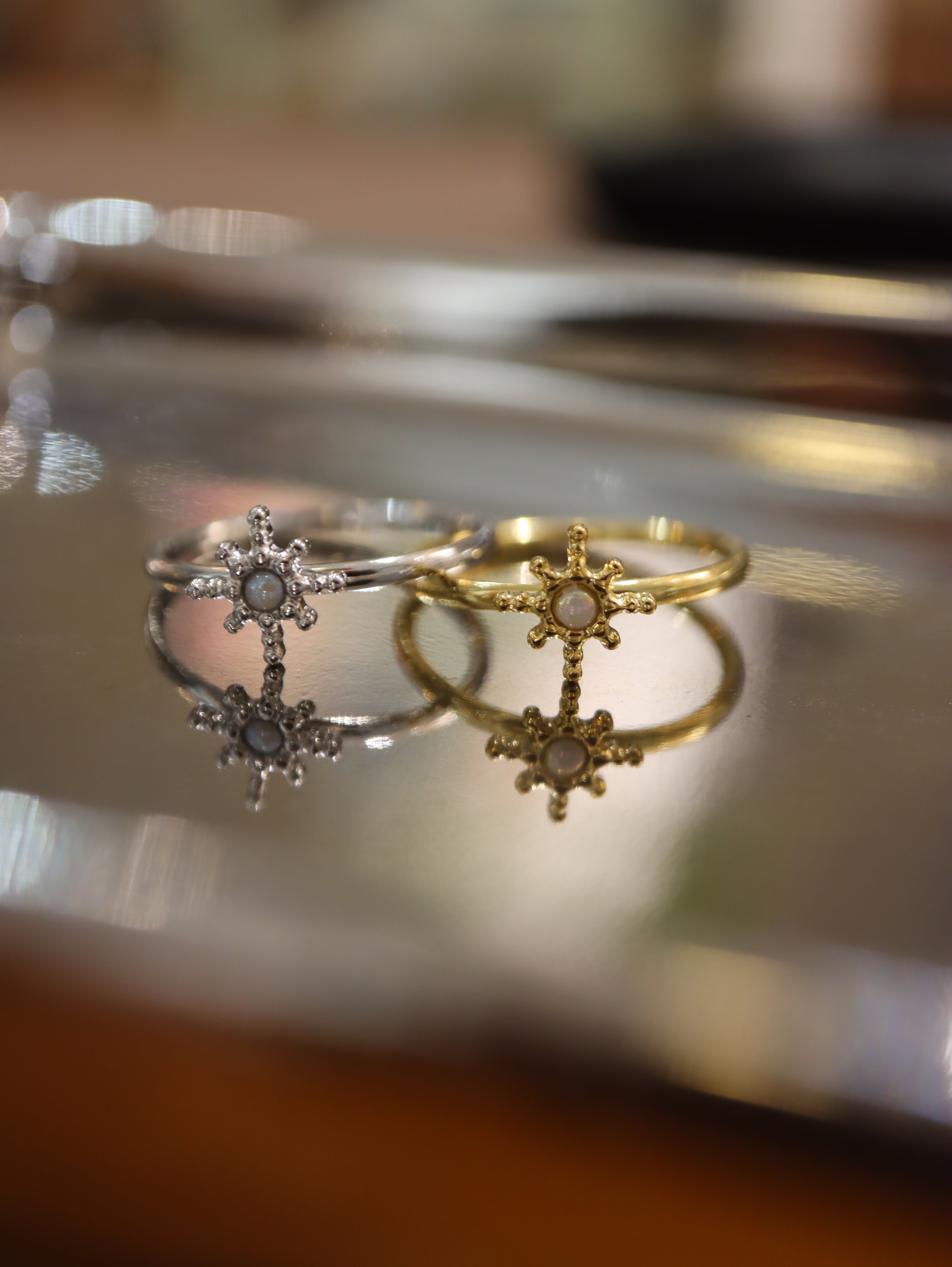 Starburst stainless steel ring