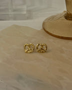 🥨 pretzel brass silver post earrings