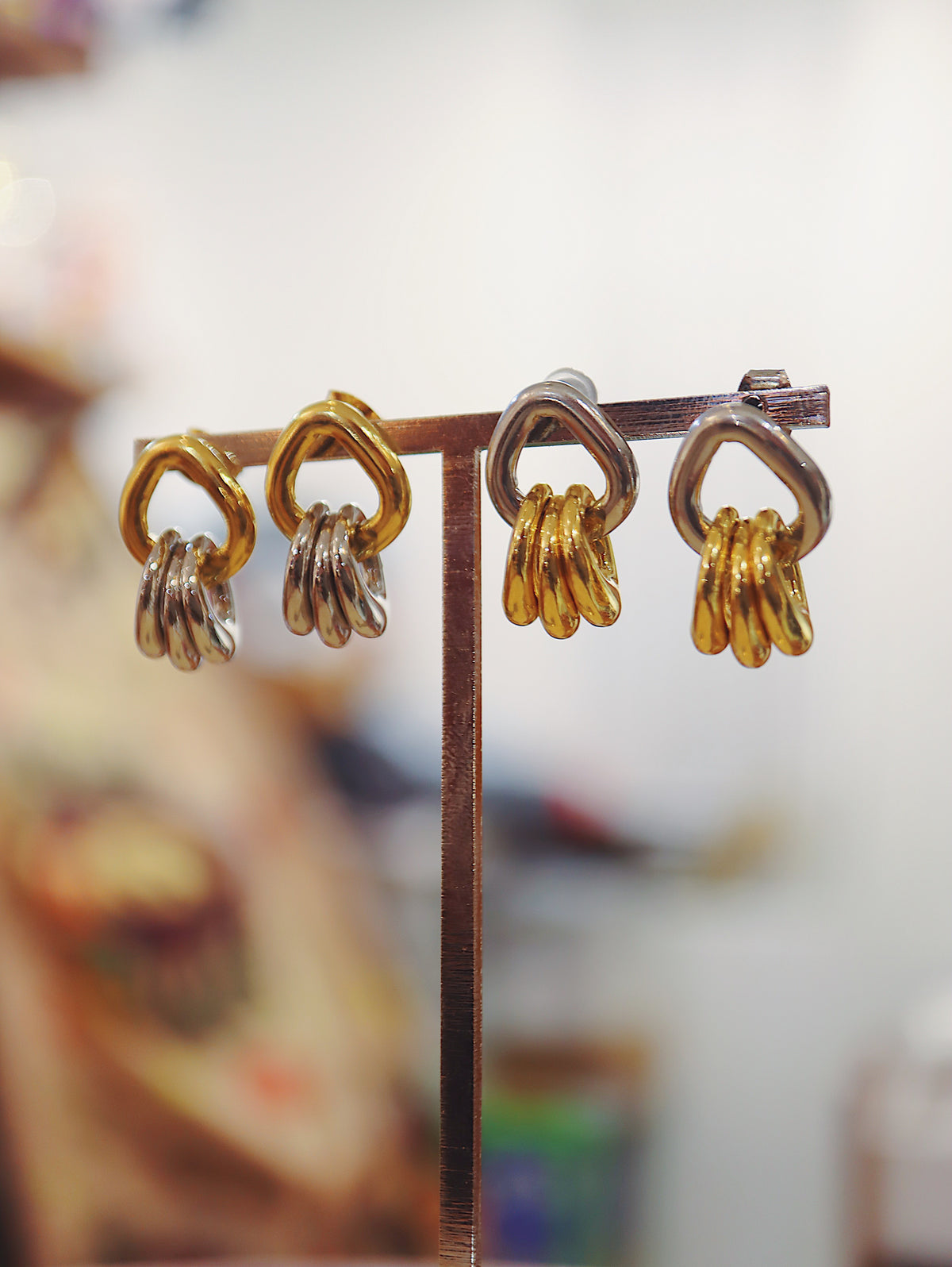 Mix tone interlock earrings