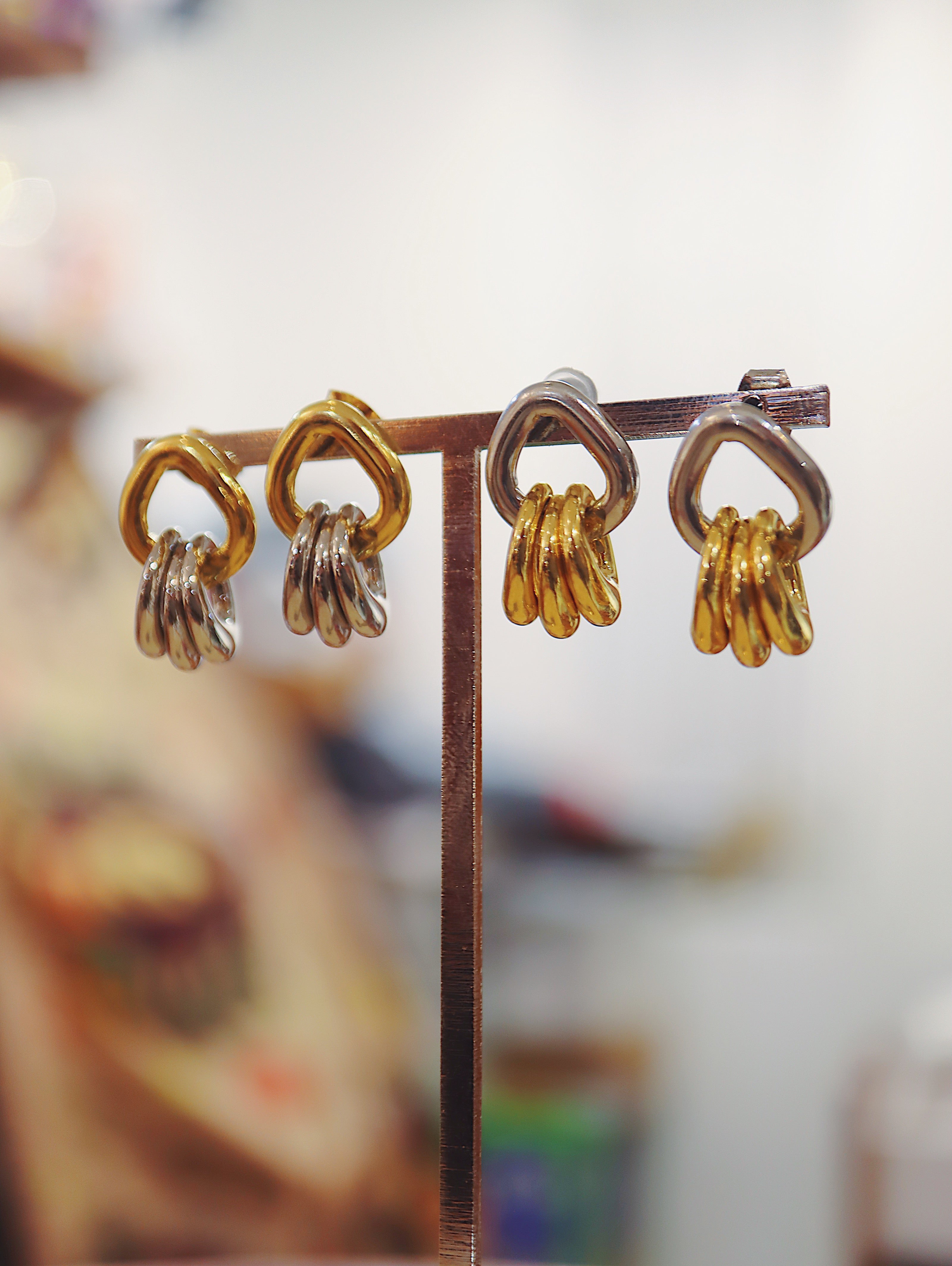 Mix tone interlock earrings