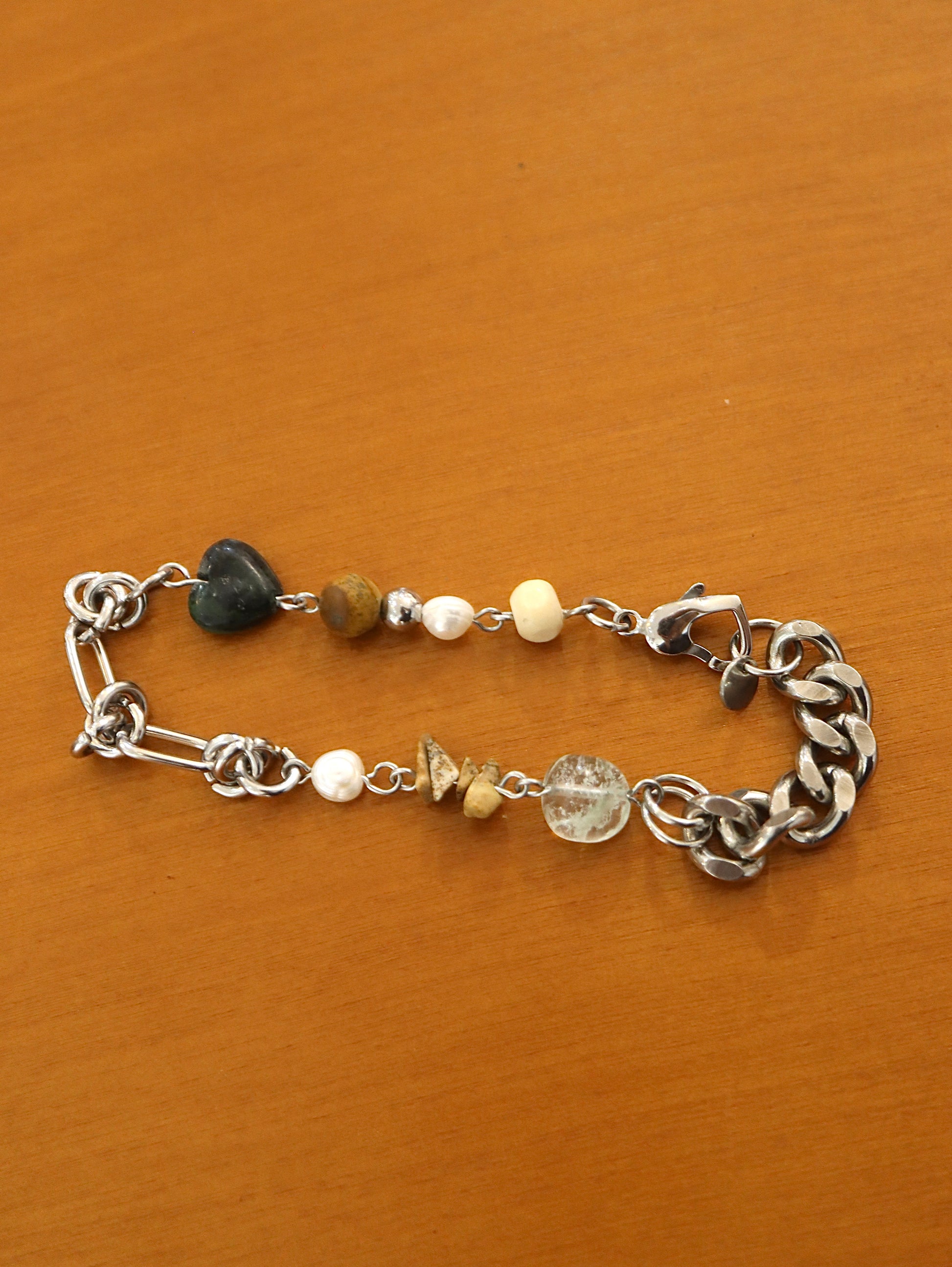 Mixed stone stainless steel bracelet