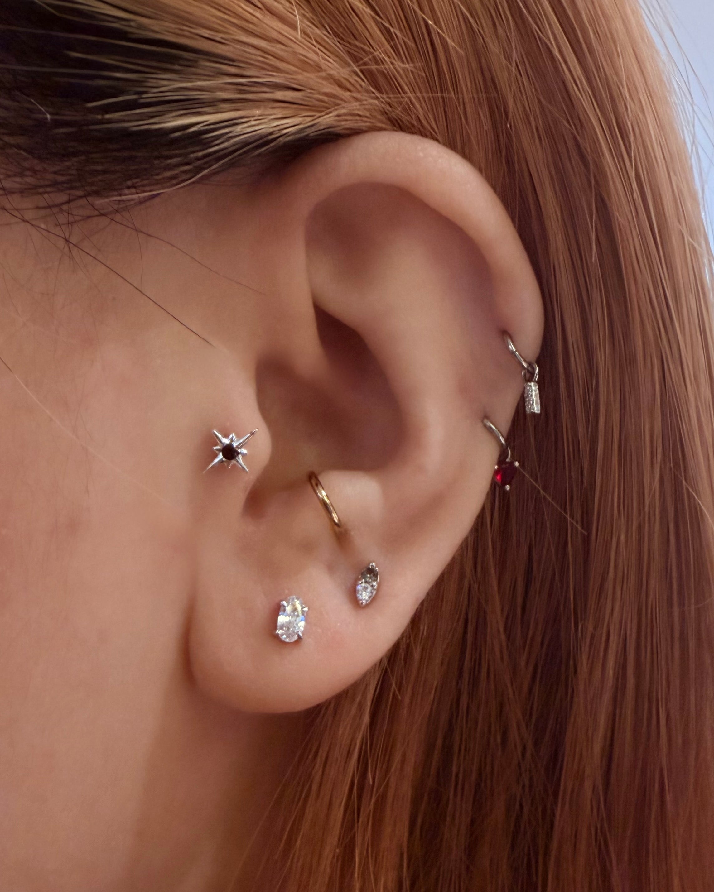 Oval cz 925 silver piercing stud