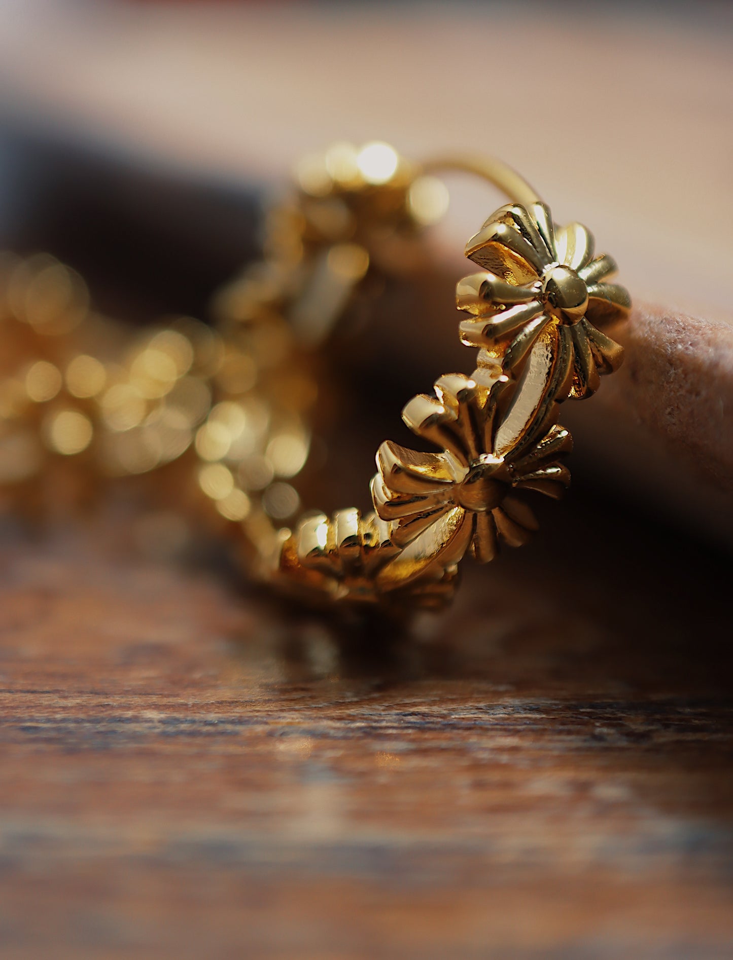 Flower band brass earrings