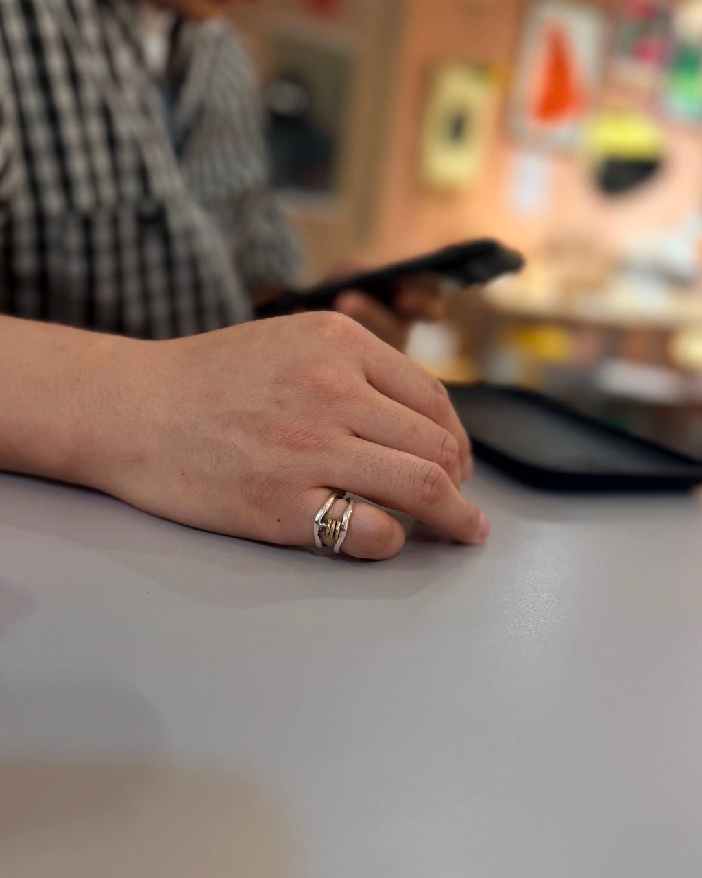 Mix tone handcrafted 925 silver ring