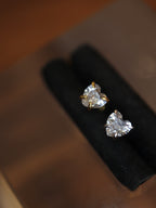 Heart cz 925 silver stud piercing earring (1pc)