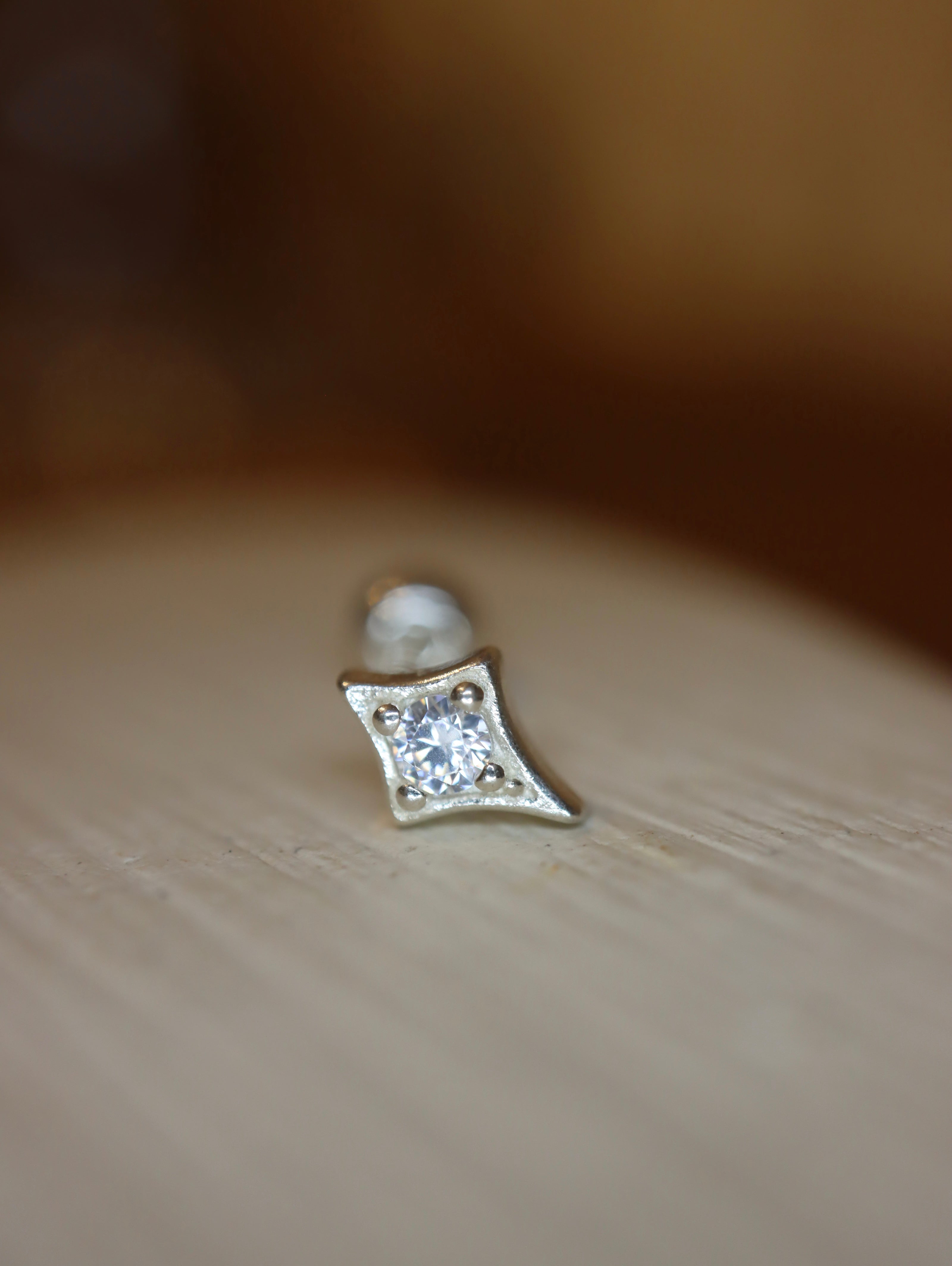 Rhombus Star Stud 925 Silver Earring piercing (1pc)