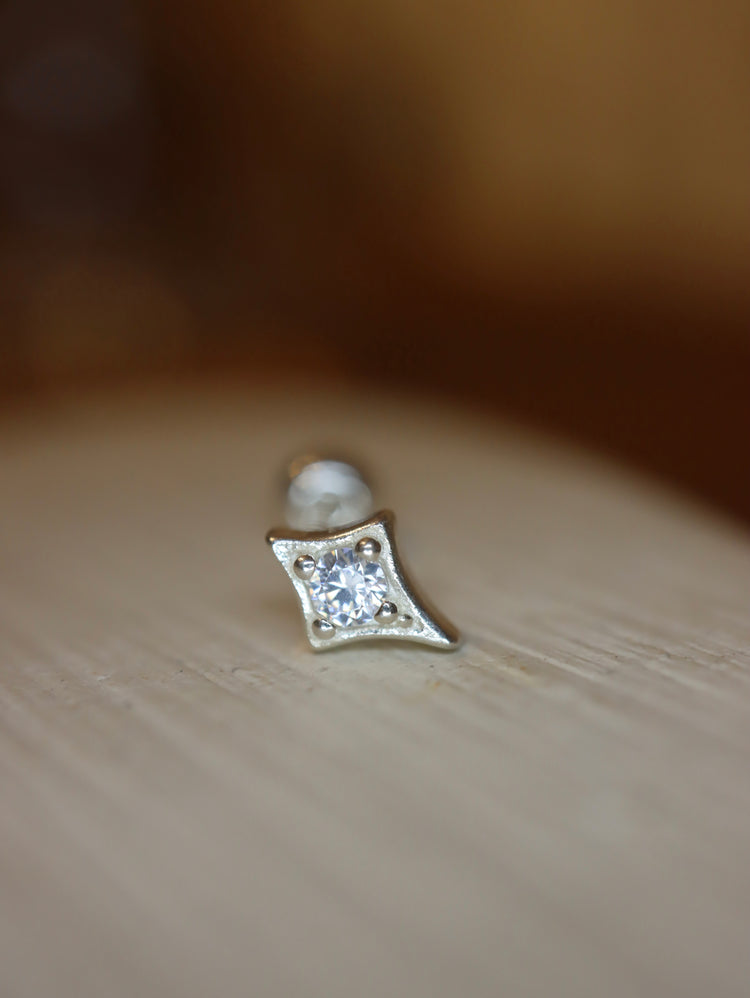 Rhombus Star Stud 925 Silver Earring piercing (1pc)