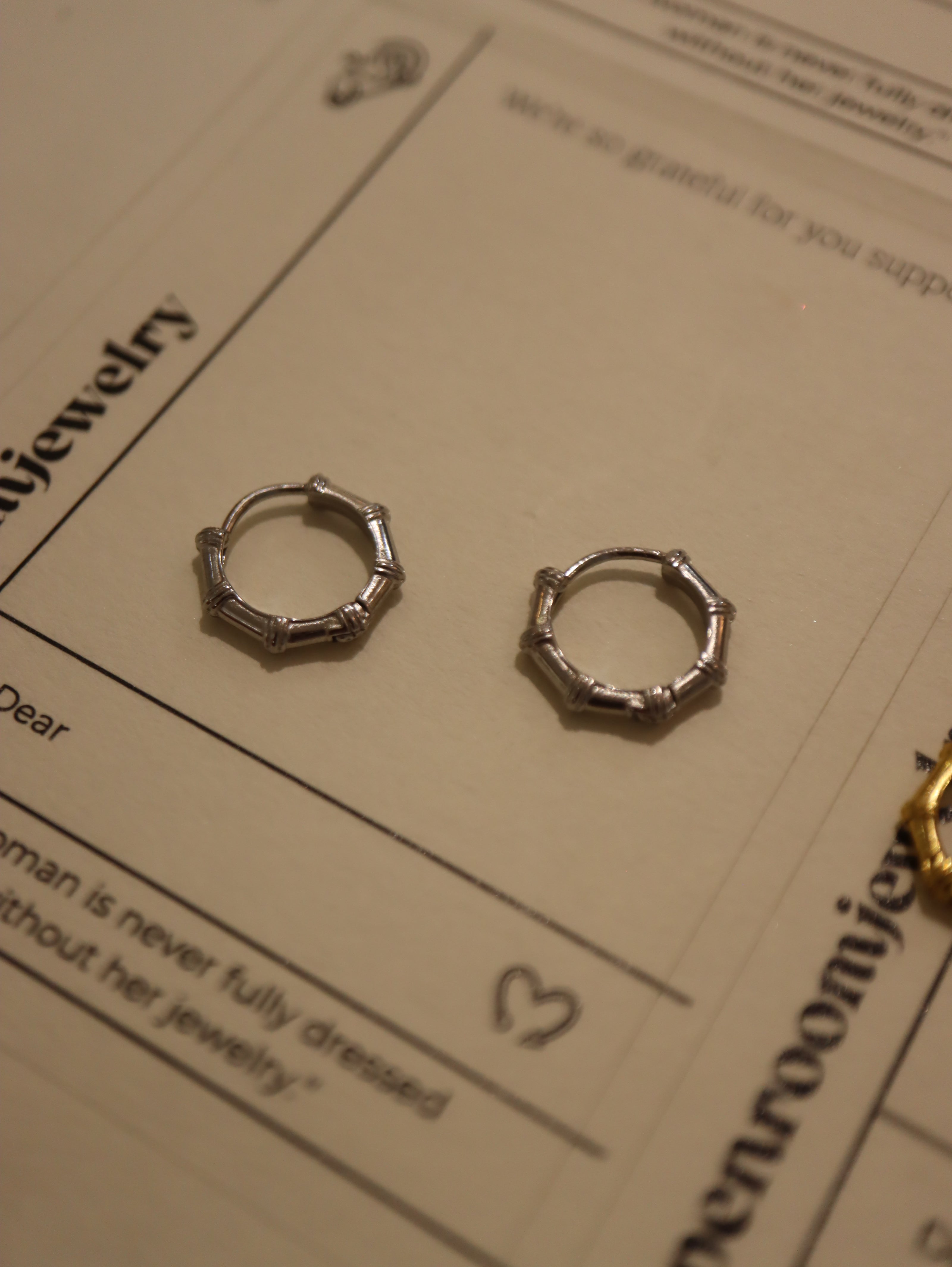Bamboo Joint Stainless Steel Hoop Earrings