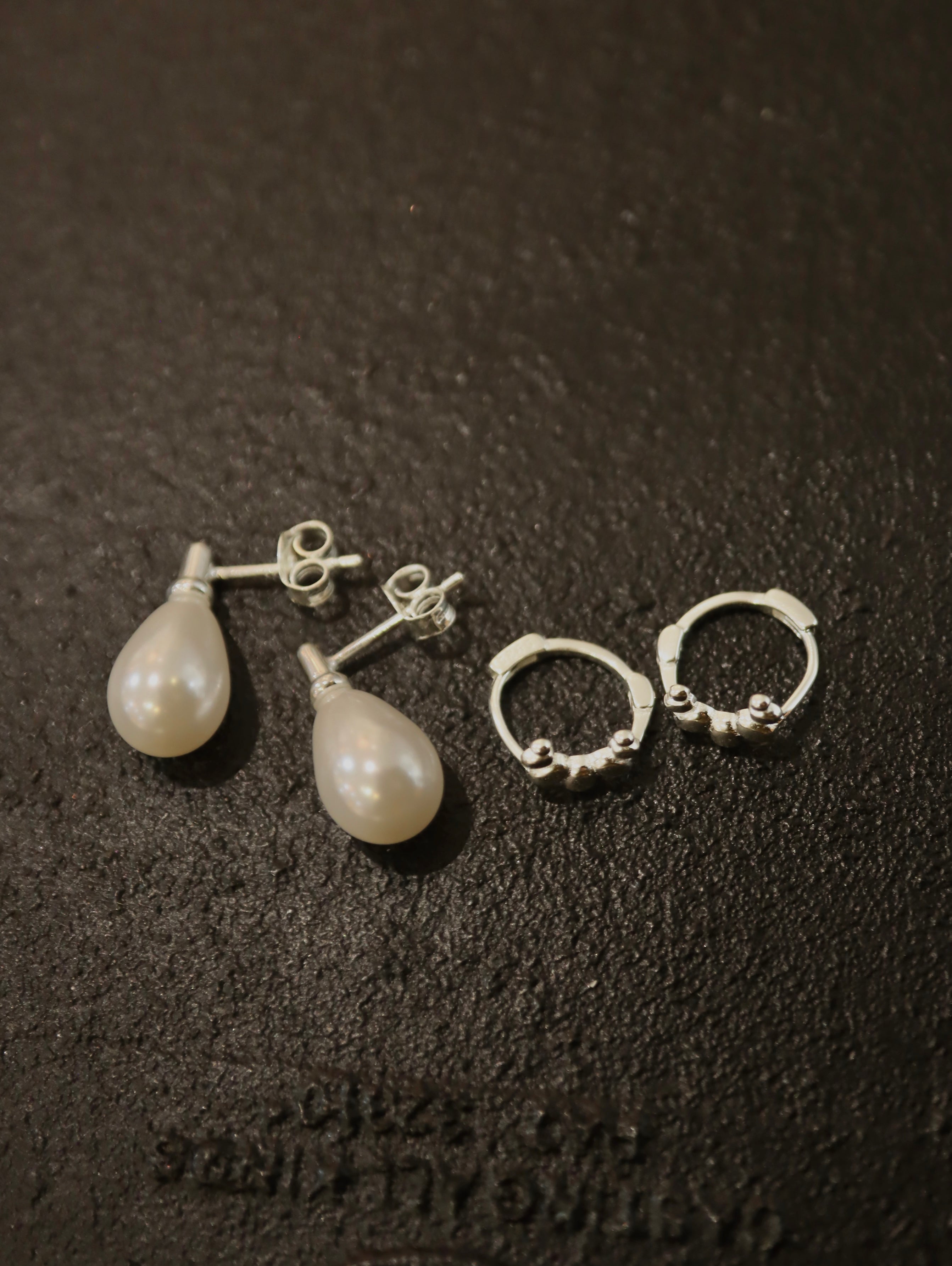 Estate Pearl Studs 925 Silver Earrings