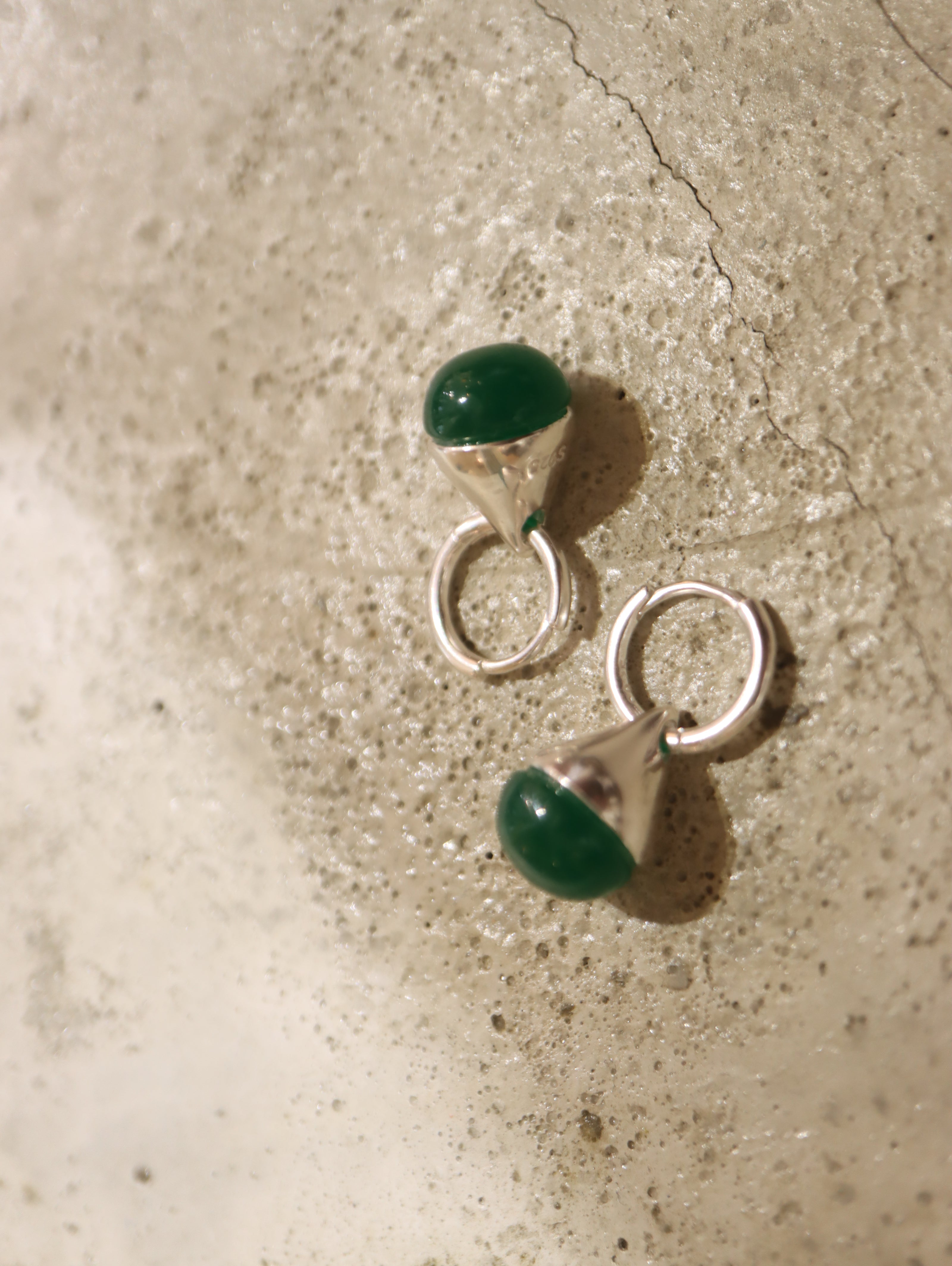 Green agate 925 silver earrings