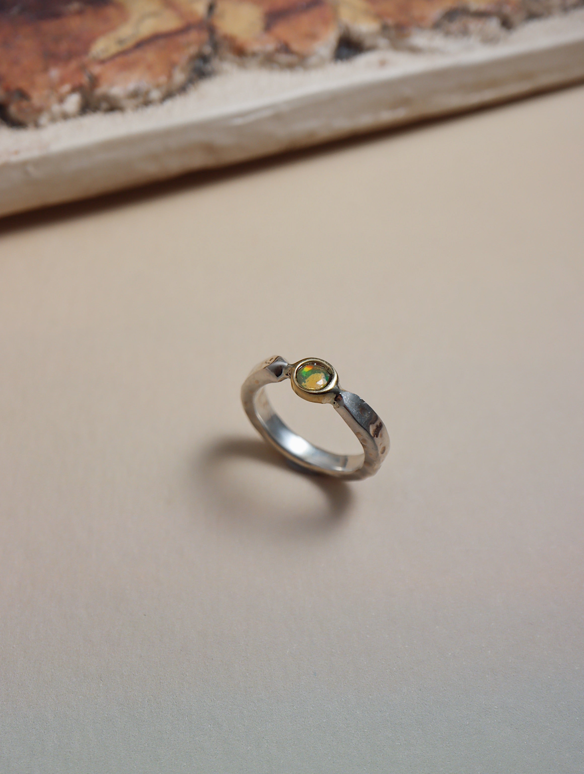 Opal Sterling Silver mix tone ring