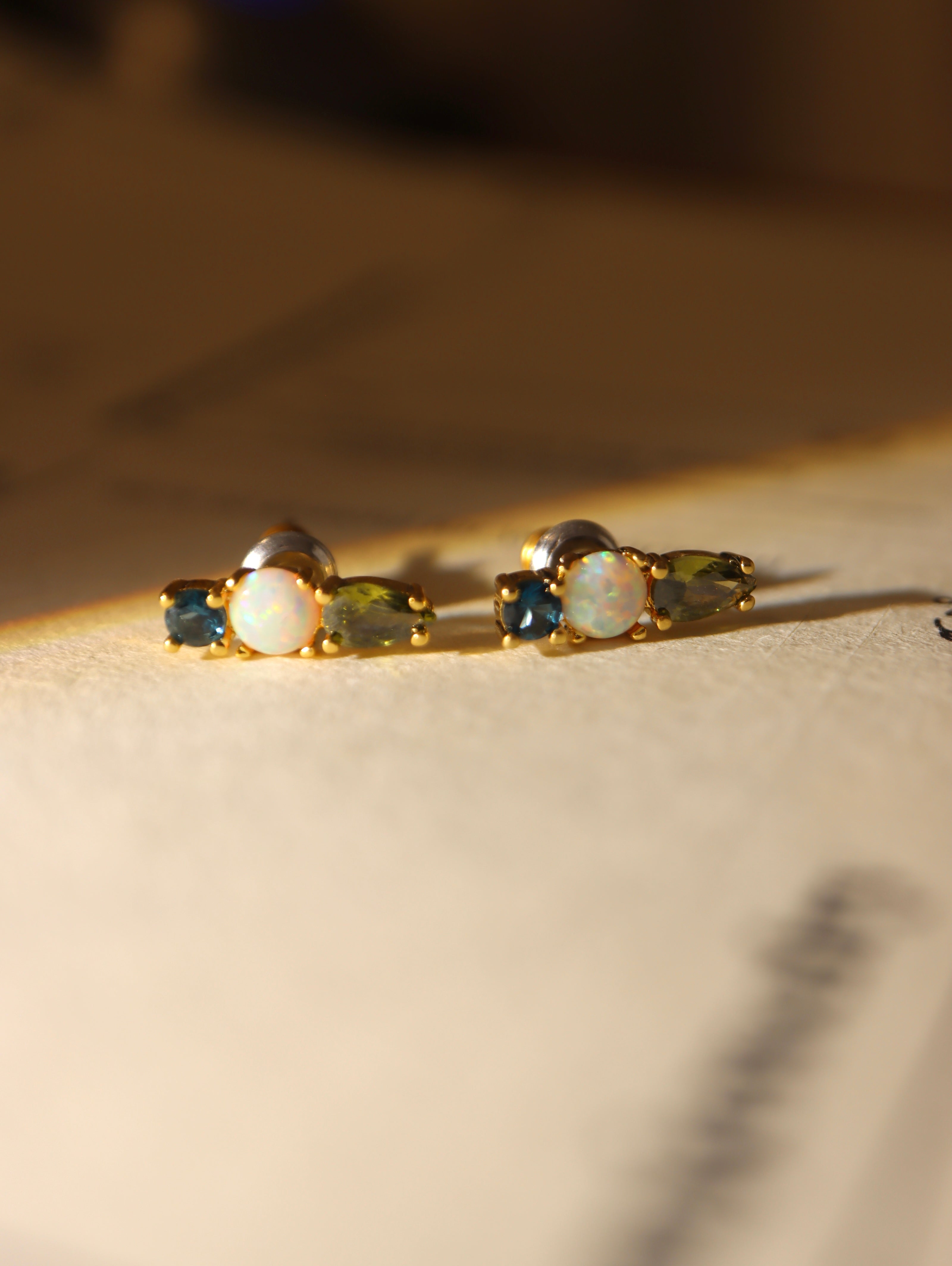 Sapphire Opal Stud Earrings