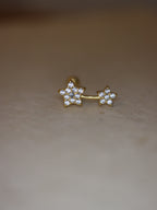 Double star cz 925 silver stud piercing (1pc)