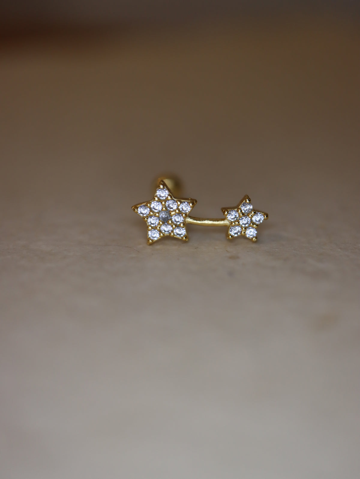 Double star cz 925 silver stud piercing (1pc)